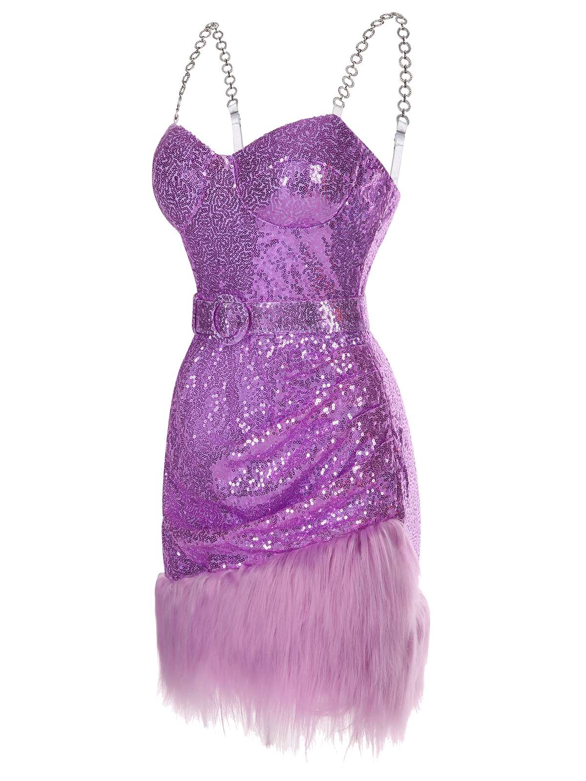1970s Sequined Feather Spaghetti Strap Dress - Image 4