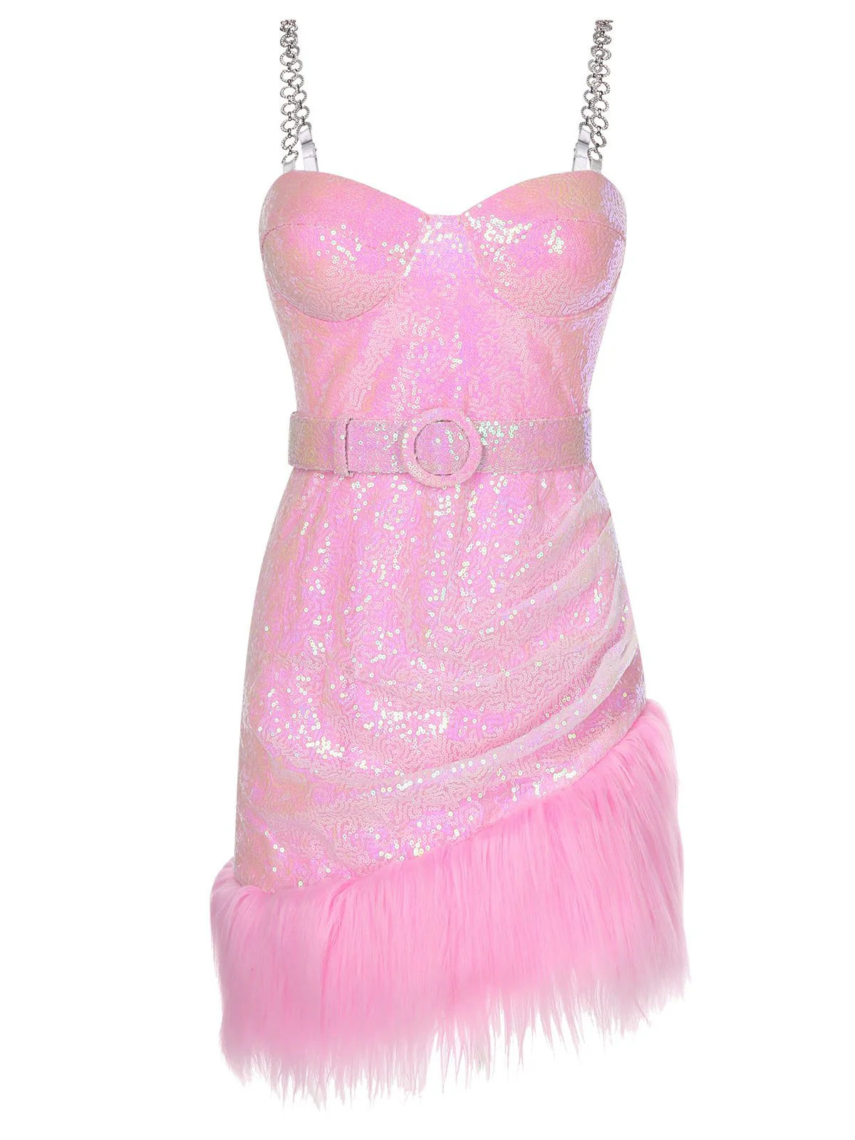 1970s Sequined Feather Spaghetti Strap Dress - Image 8
