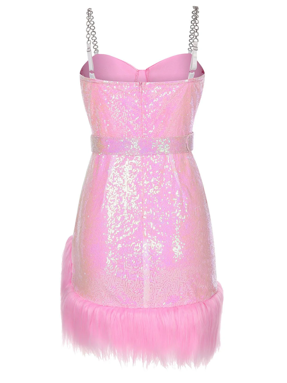 1970s Sequined Feather Spaghetti Strap Dress - Image 9