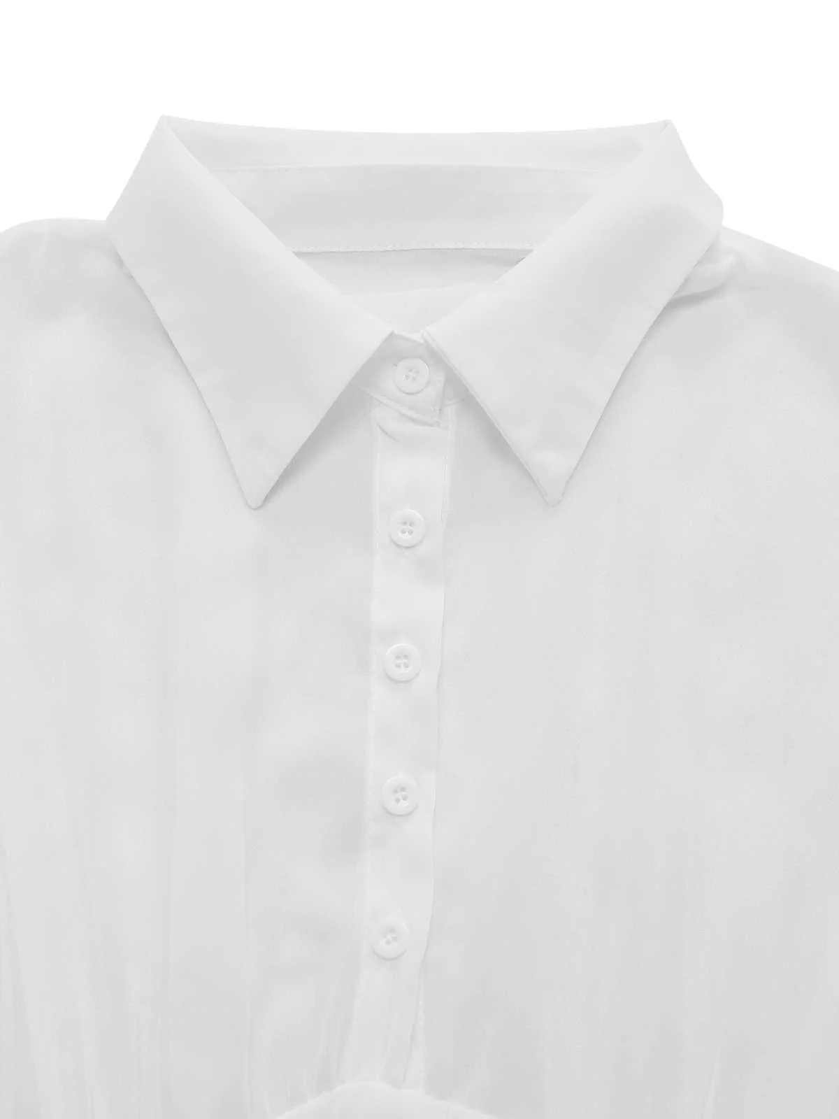 1970s Sheer Solid Shirt Dress - Image 3