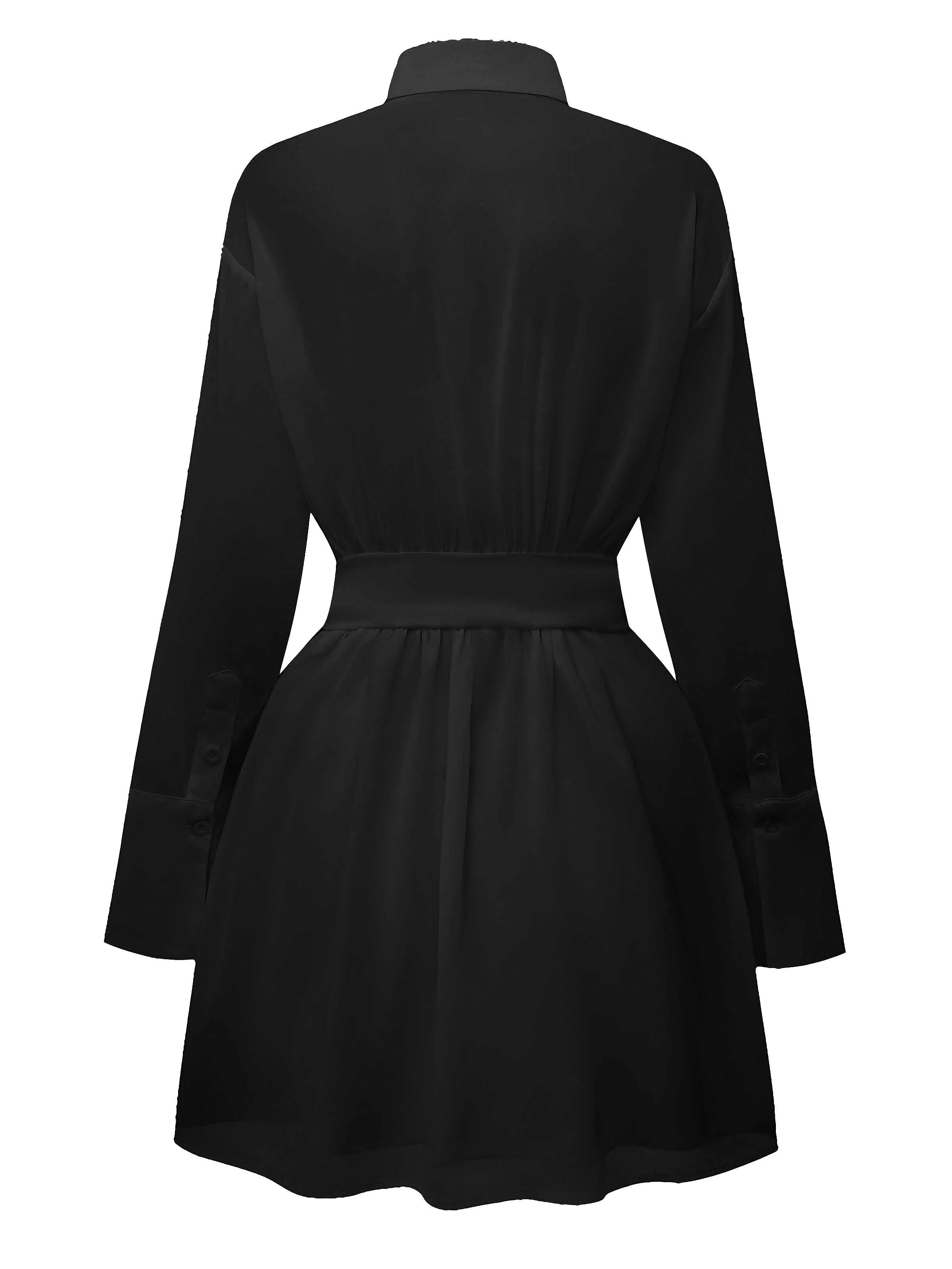 1970s Sheer Solid Shirt Dress - Image 7