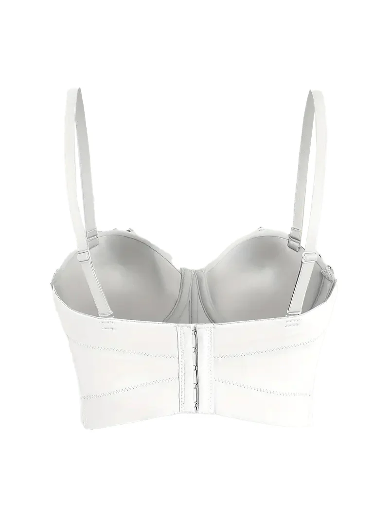 1970s Slip Crystal Cropped Bustier Top - Image 11