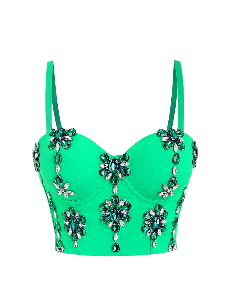 1970s Slip Crystal Cropped Bustier Top - Image 6