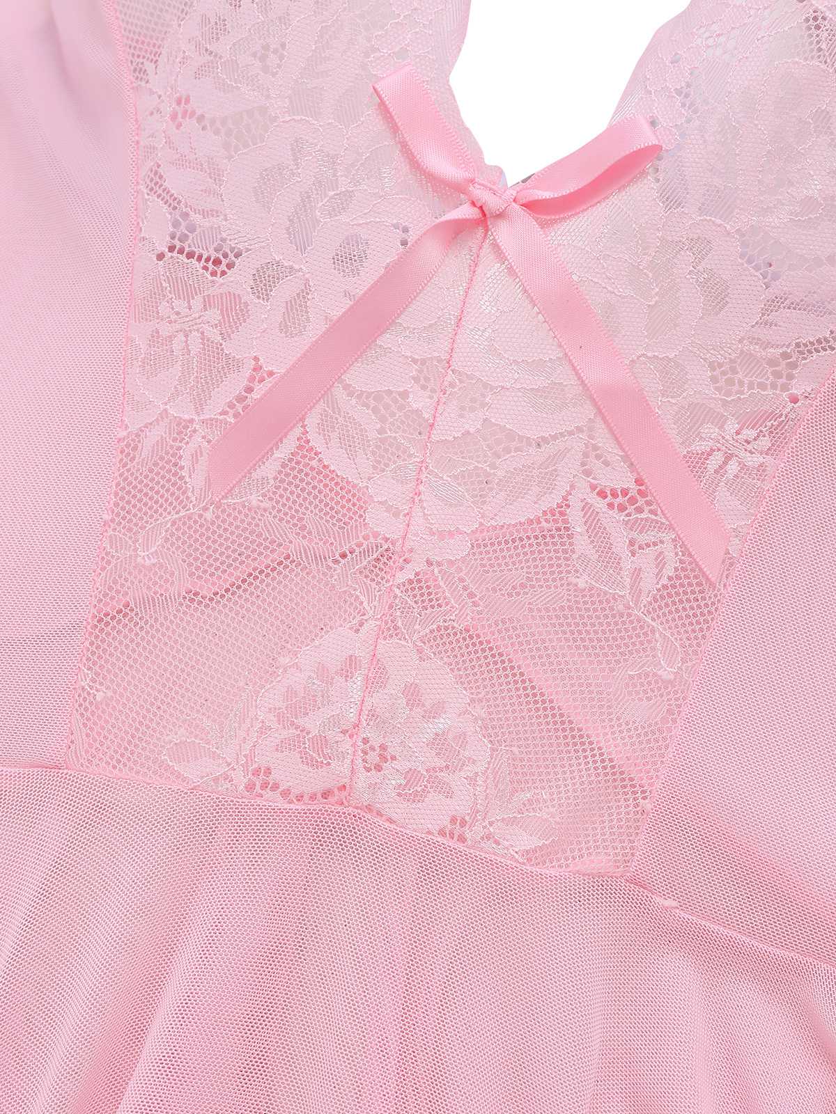 1970s Slip Floral Lace Bow Nightgown - Image 4