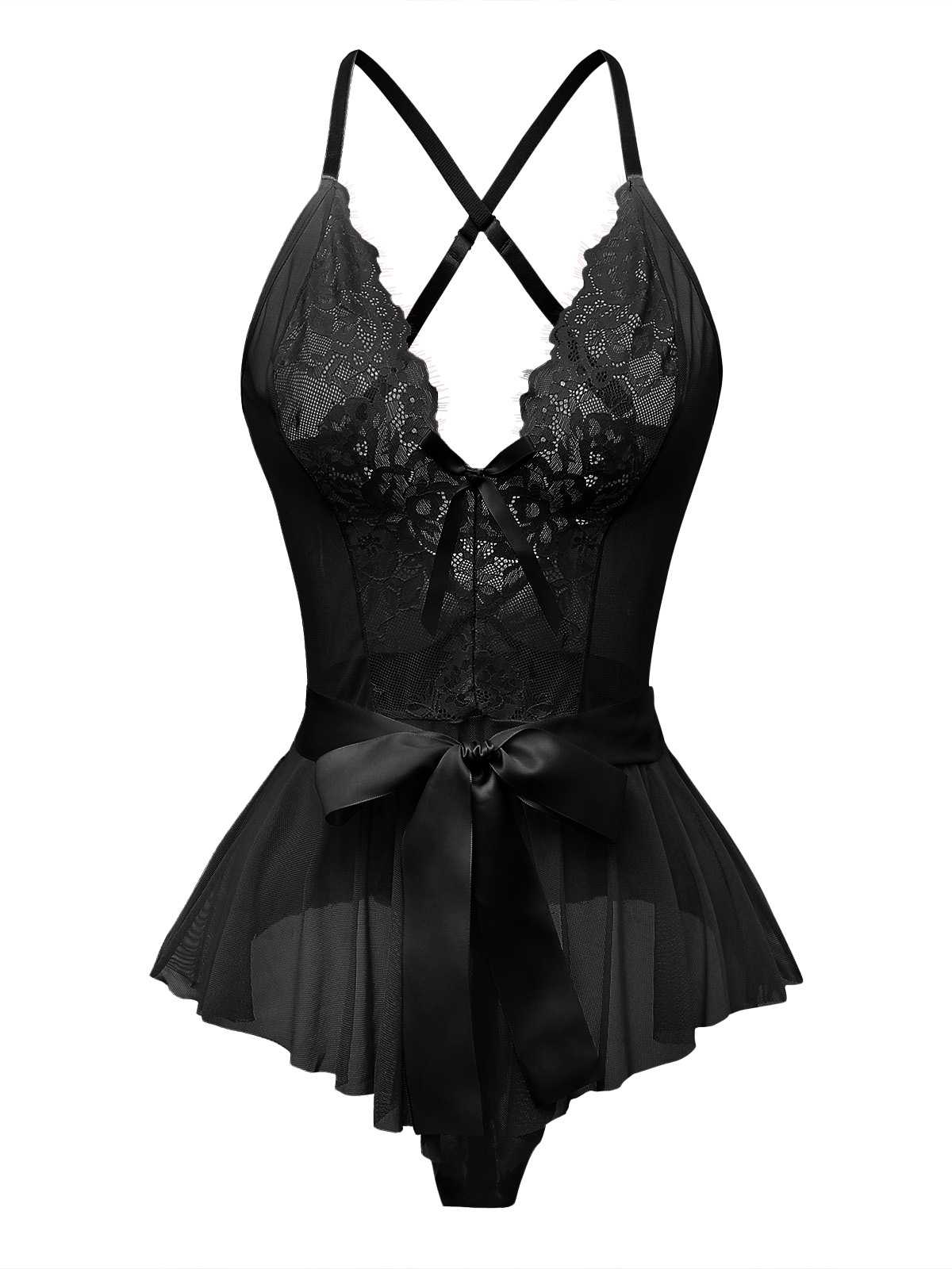 1970s Slip Floral Lace Bow Nightgown - Image 6