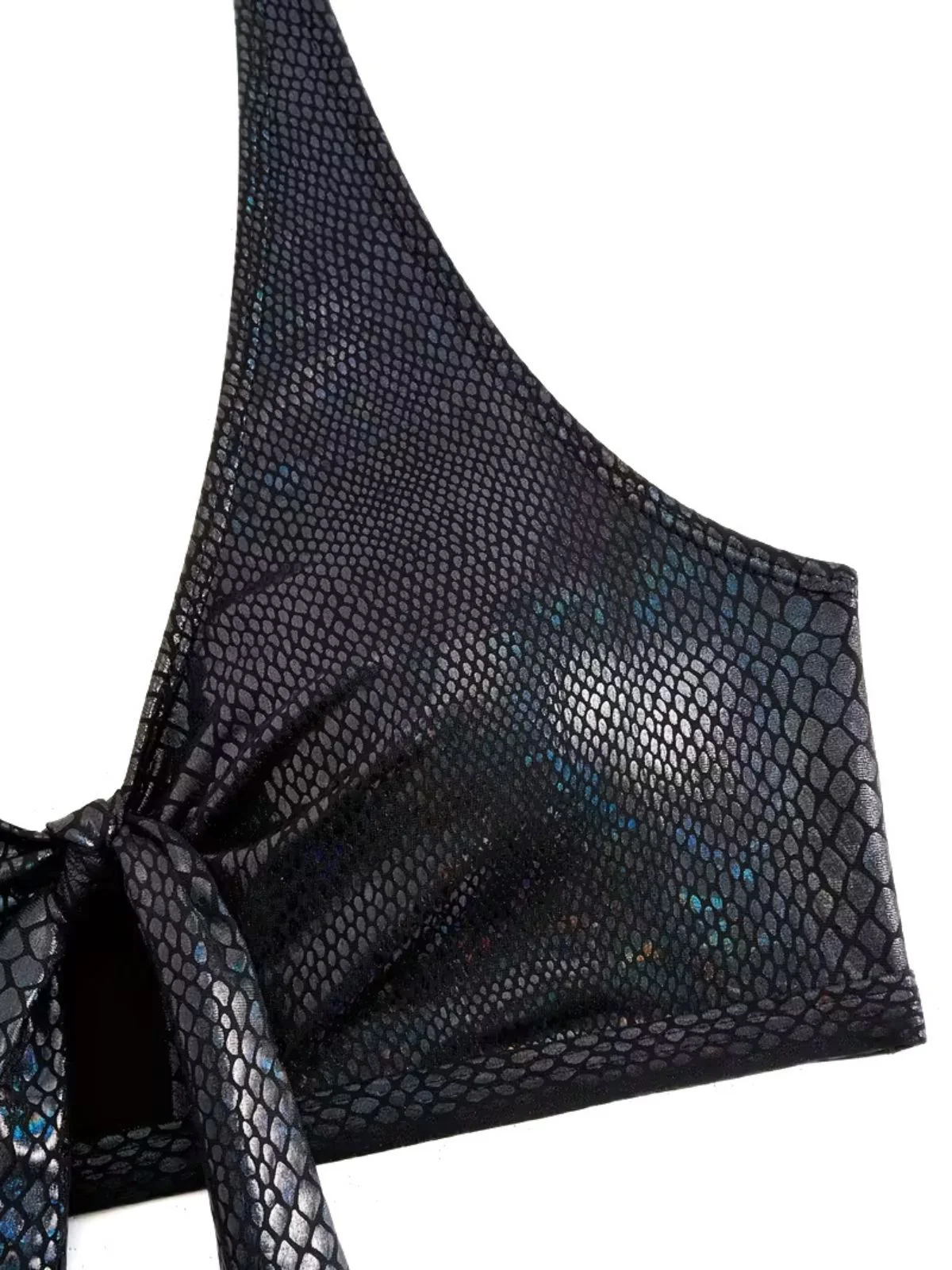 1970s Snakeskin Metallic Tie-Front Bikini Set - Image 4