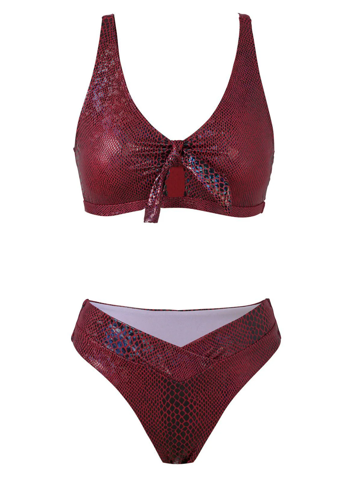 1970s Snakeskin Metallic Tie-Front Bikini Set - Image 7