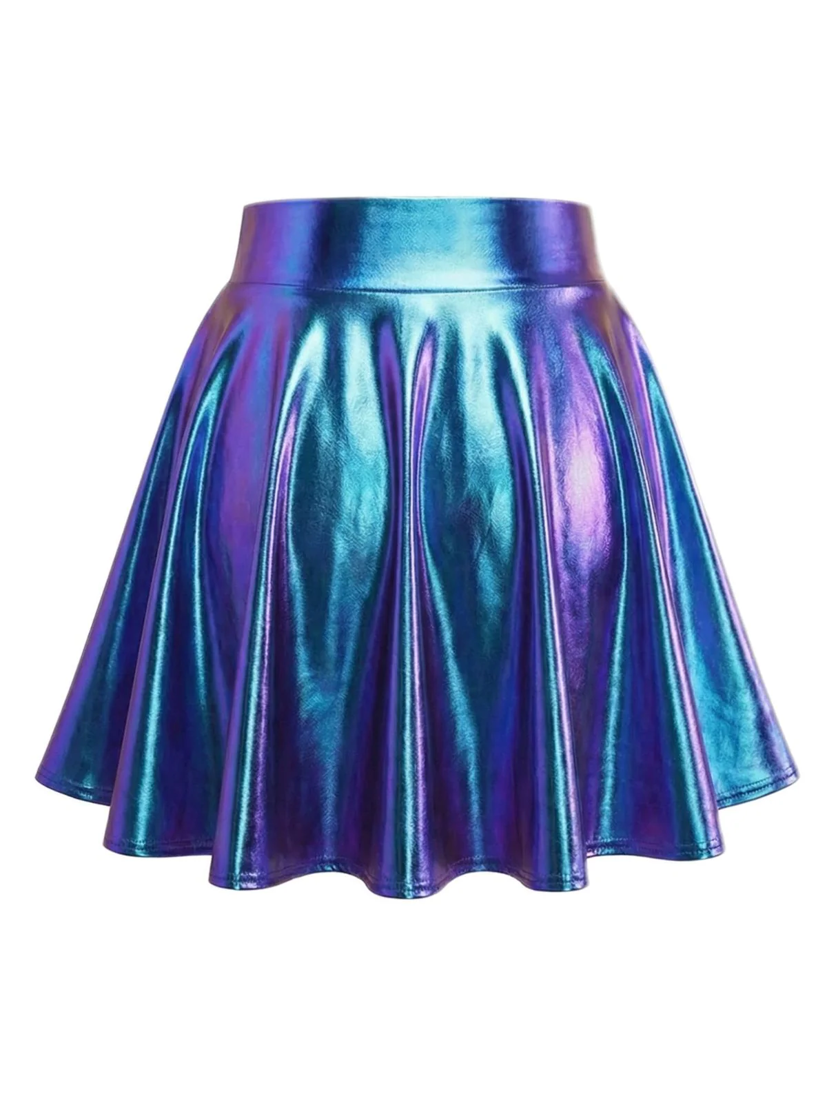 1970s Solid Disco Metallic Pleated Skirt - Image 2