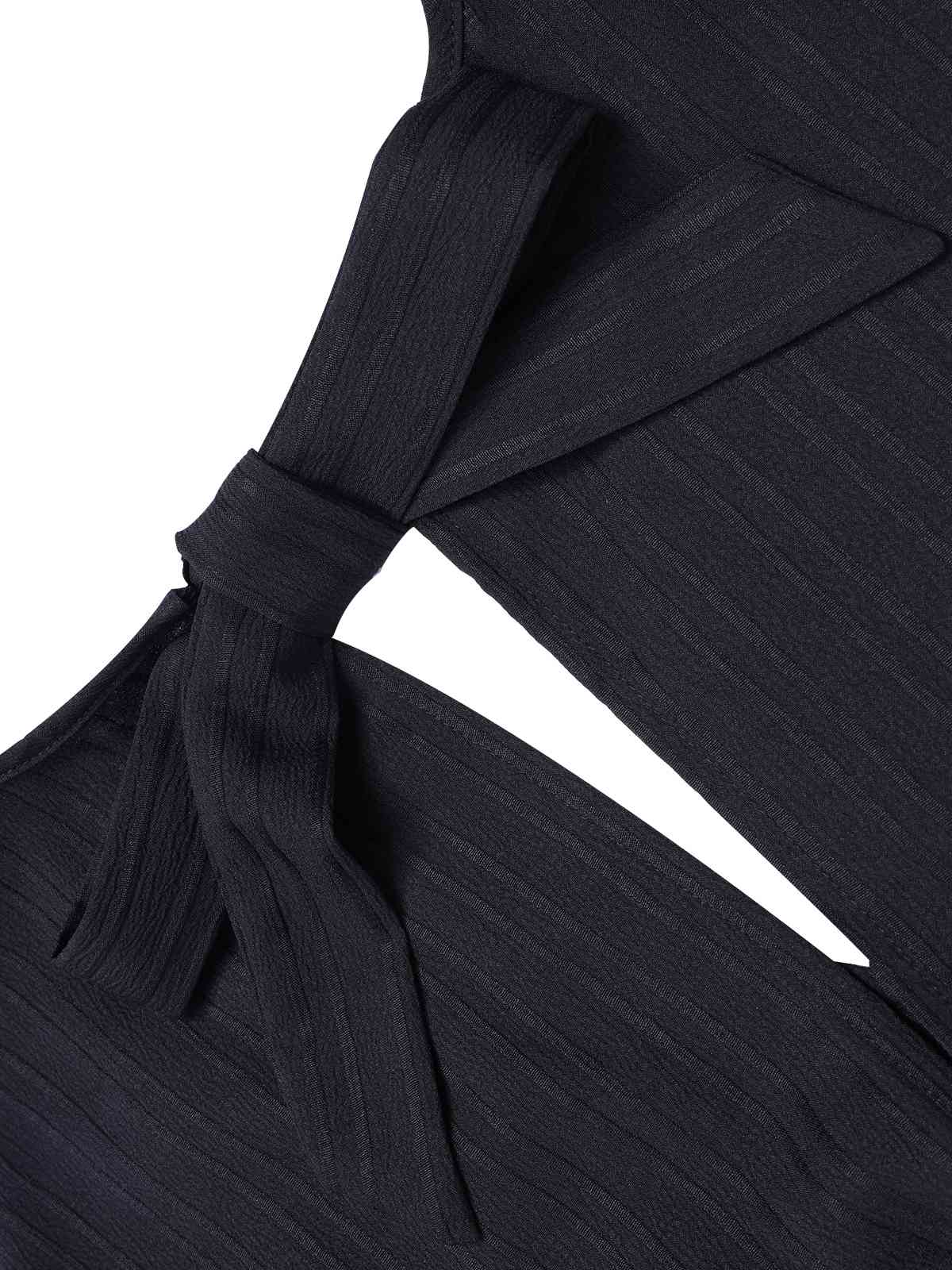 1970s Solid Elastic Waist Wrap V-Neck Romper - Image 4