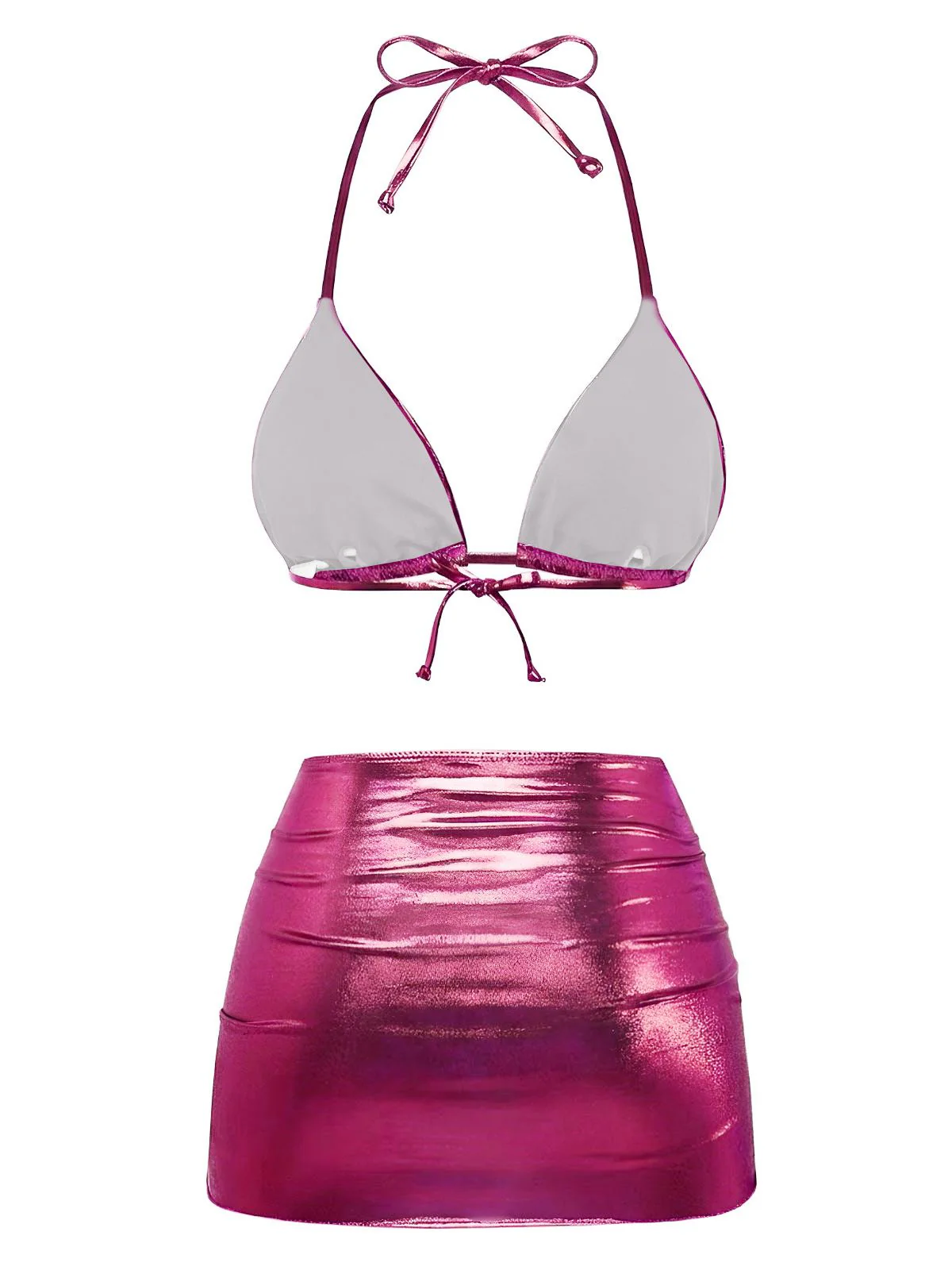 1970s Solid Halter Metallic Bikini Set - Image 6