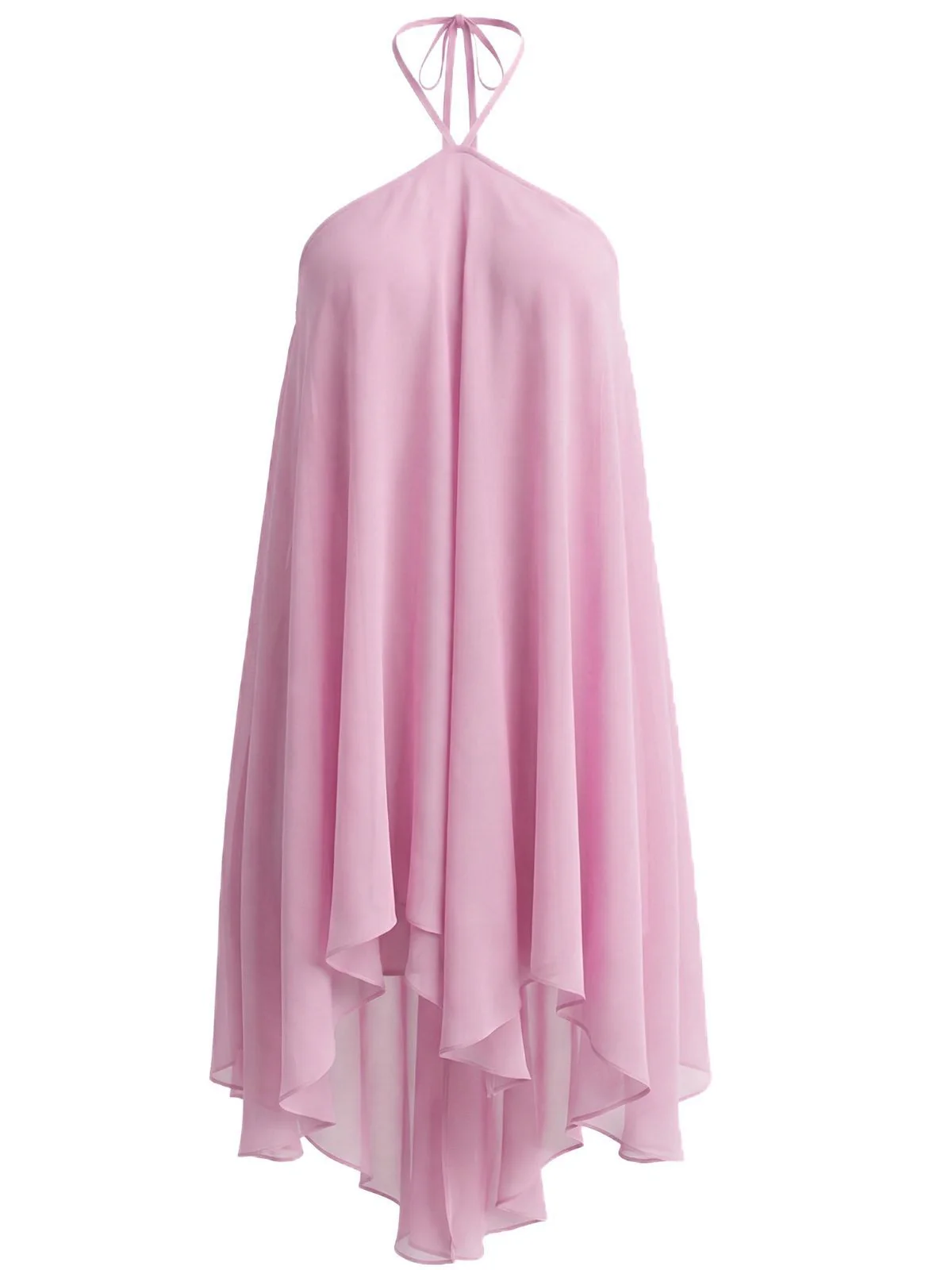 1970s Solid Multi-Layer Chiffon Bind Babydoll Dress - Image 2