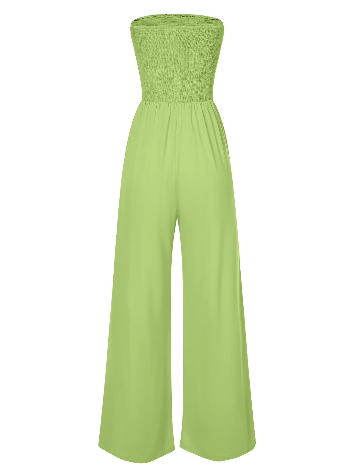 1970s Solid Sleeveless Smocked Bandeau Jumpsuit - Image 10