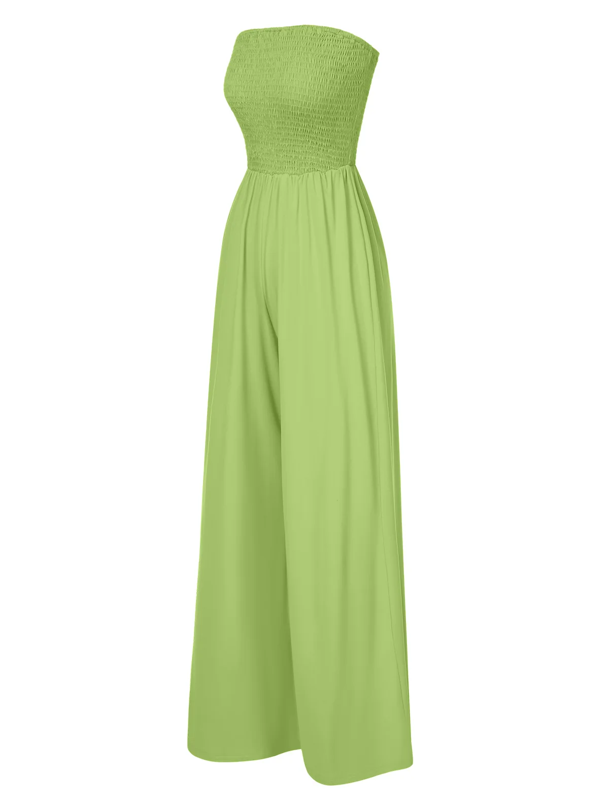 1970s Solid Sleeveless Smocked Bandeau Jumpsuit - Image 11