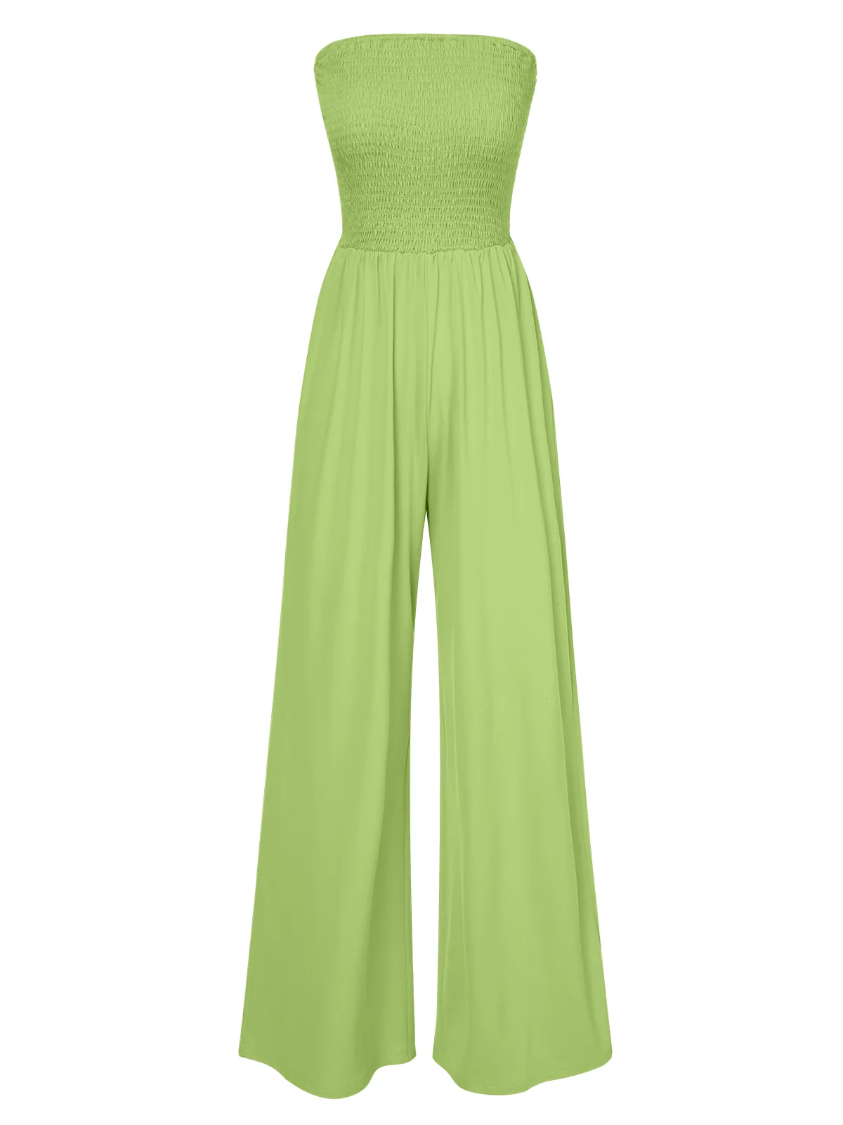 1970s Solid Sleeveless Smocked Bandeau Jumpsuit - Image 3
