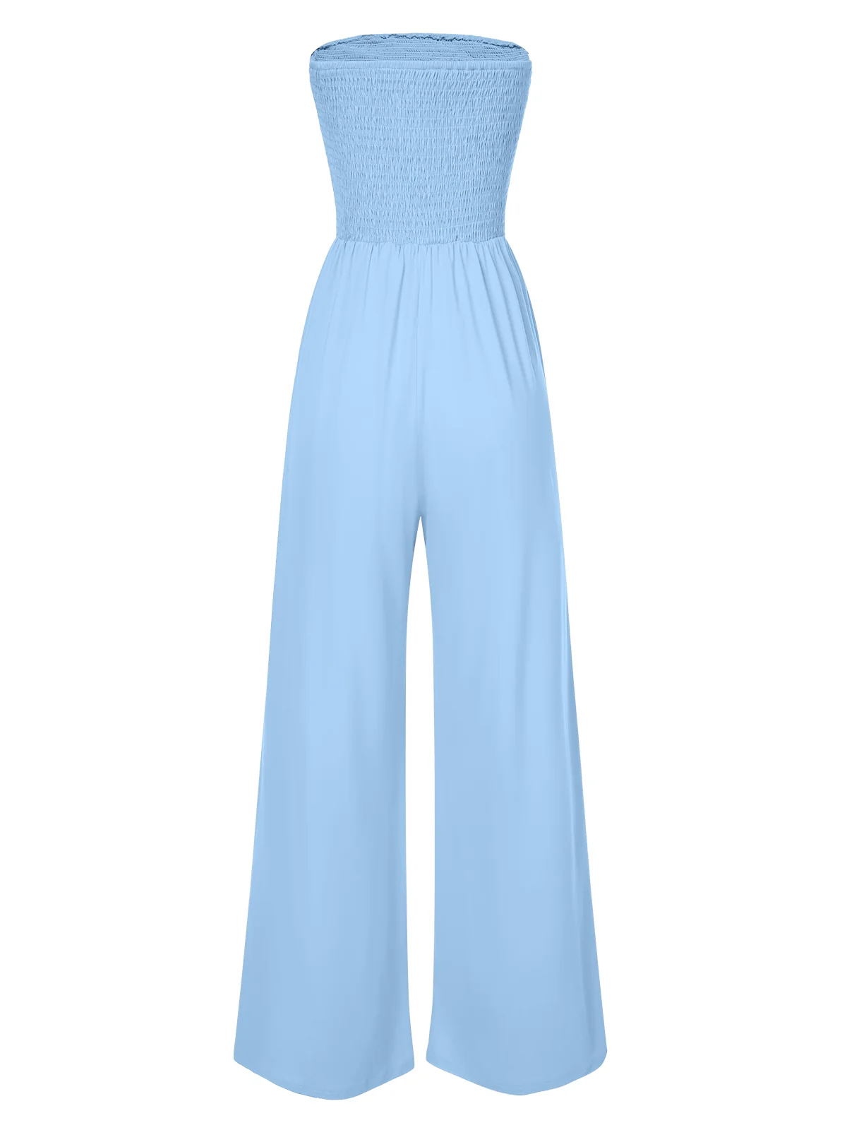 1970s Solid Sleeveless Smocked Bandeau Jumpsuit - Image 4
