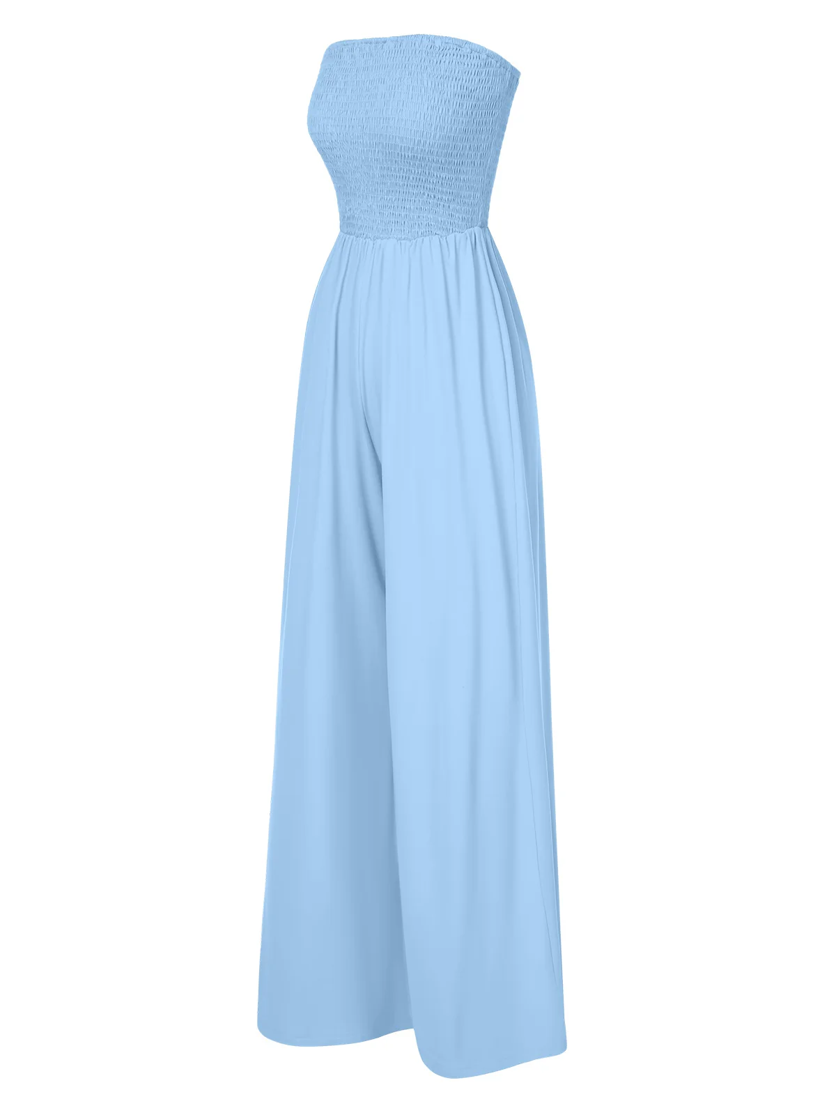 1970s Solid Sleeveless Smocked Bandeau Jumpsuit - Image 5