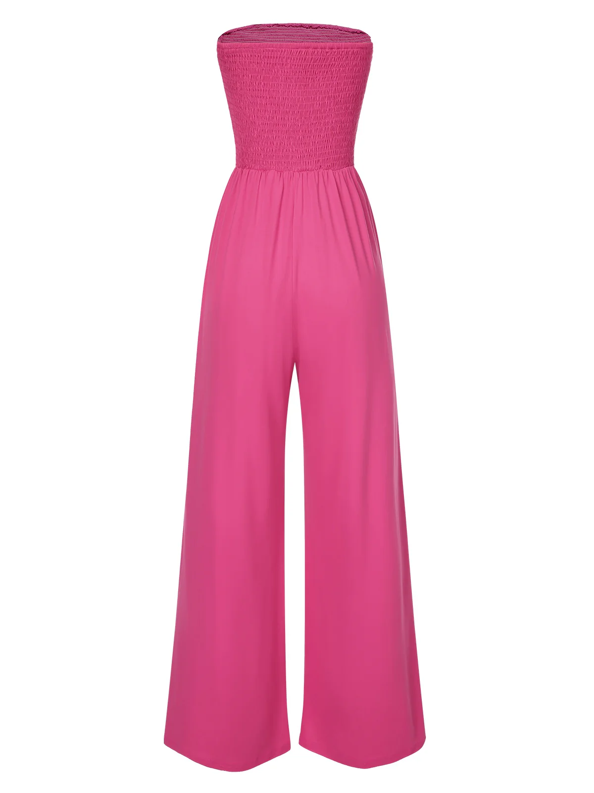 1970s Solid Sleeveless Smocked Bandeau Jumpsuit - Image 7
