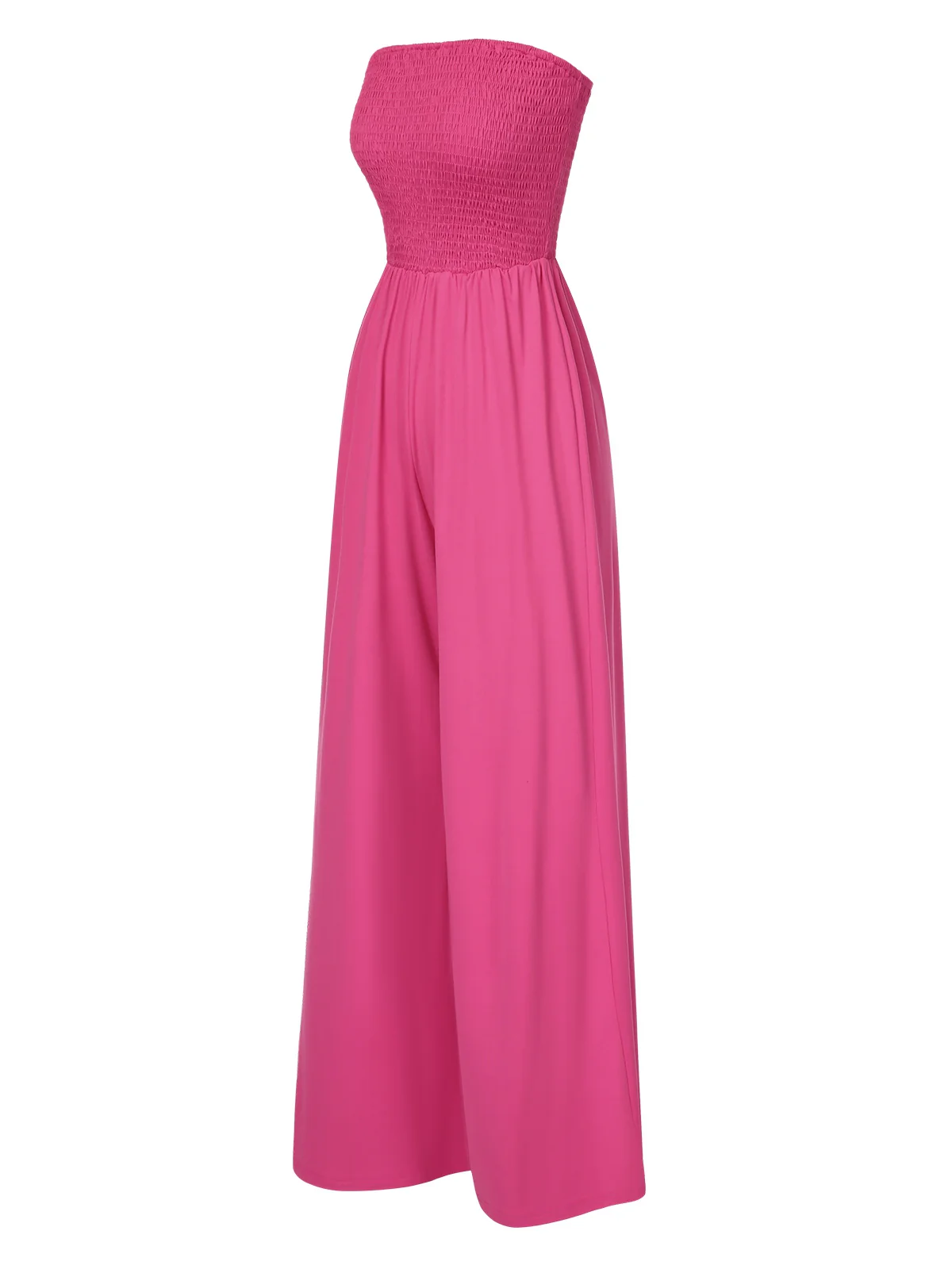 1970s Solid Sleeveless Smocked Bandeau Jumpsuit - Image 8