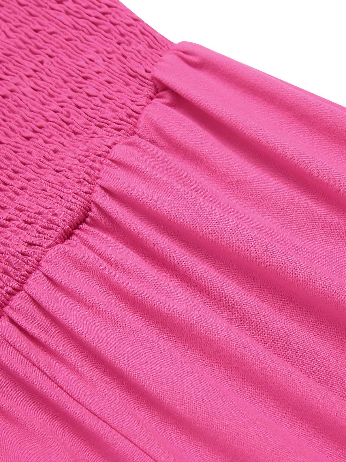 1970s Solid Sleeveless Smocked Bandeau Jumpsuit - Image 9