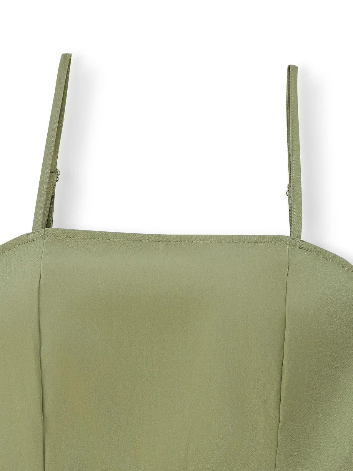 1970s Solid Spaghetti Strap Cargo Style Wide-Leg Jumpsuit - Image 4