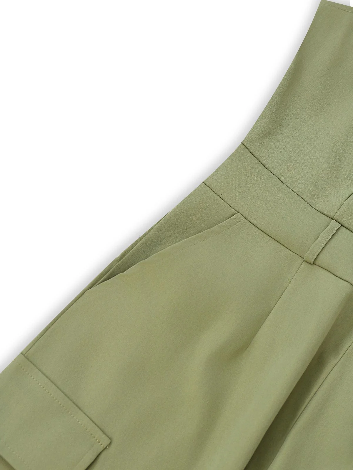 1970s Solid Spaghetti Strap Cargo Style Wide-Leg Jumpsuit - Image 5