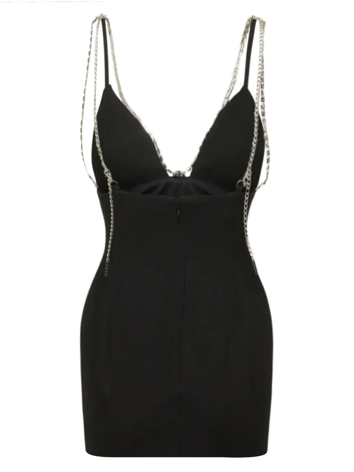 1970s Solid Spaghetti Straps Rhinestones Dress - Image 3