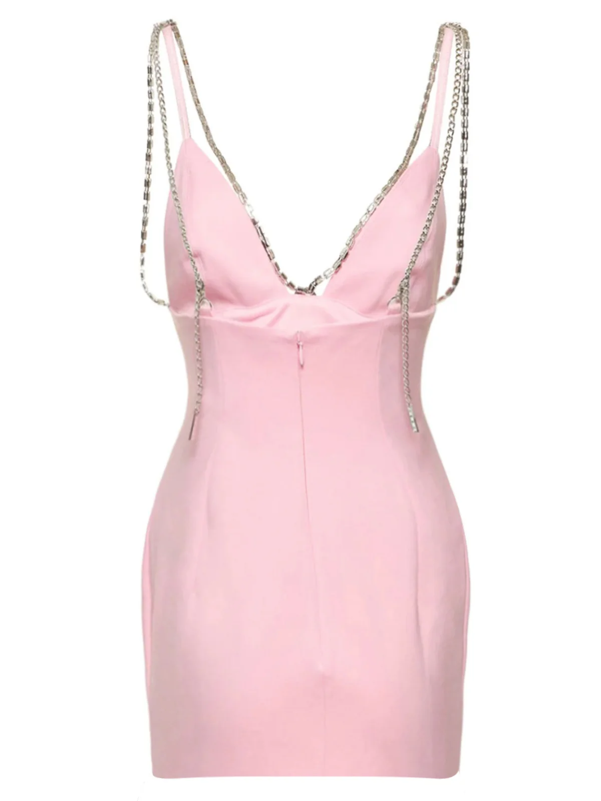 1970s Solid Spaghetti Straps Rhinestones Dress - Image 7