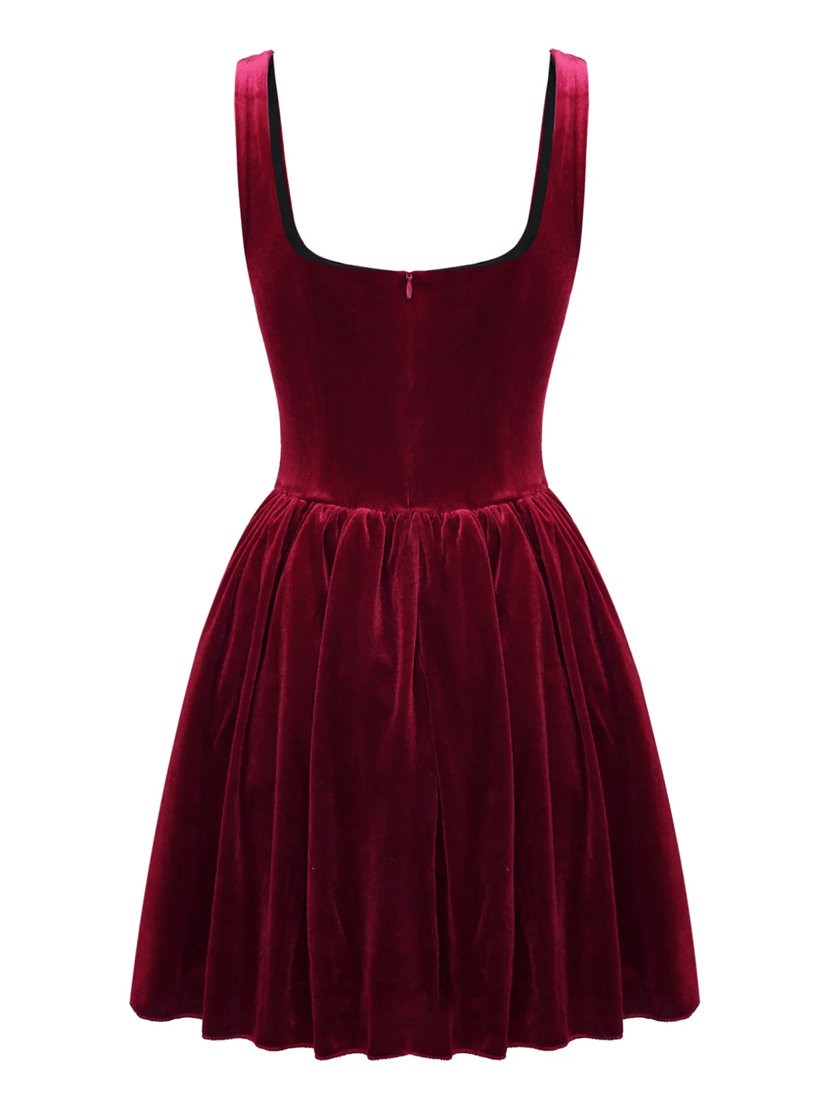 1970s Solid Square Neck Velvet Mini Dress - Image 3