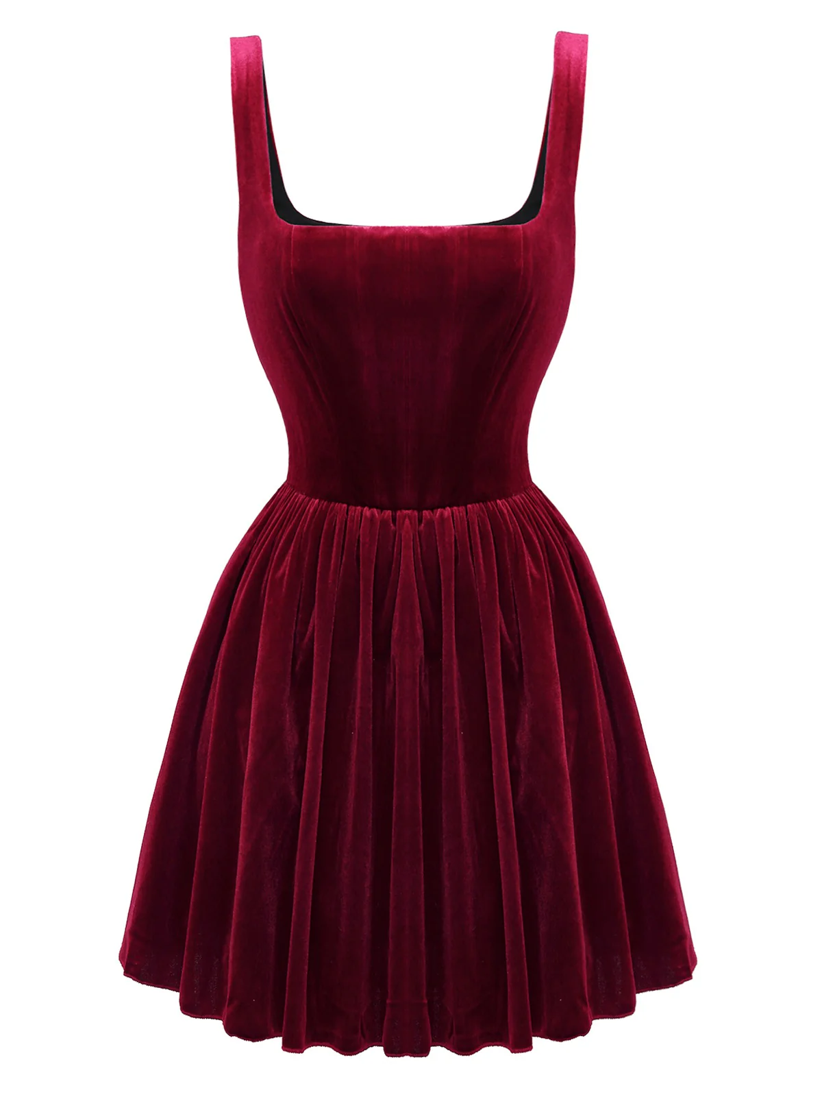 1970s Solid Square Neck Velvet Mini Dress - Image 4