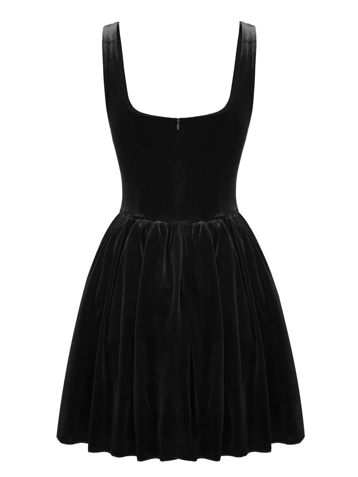 1970s Solid Square Neck Velvet Mini Dress - Image 5