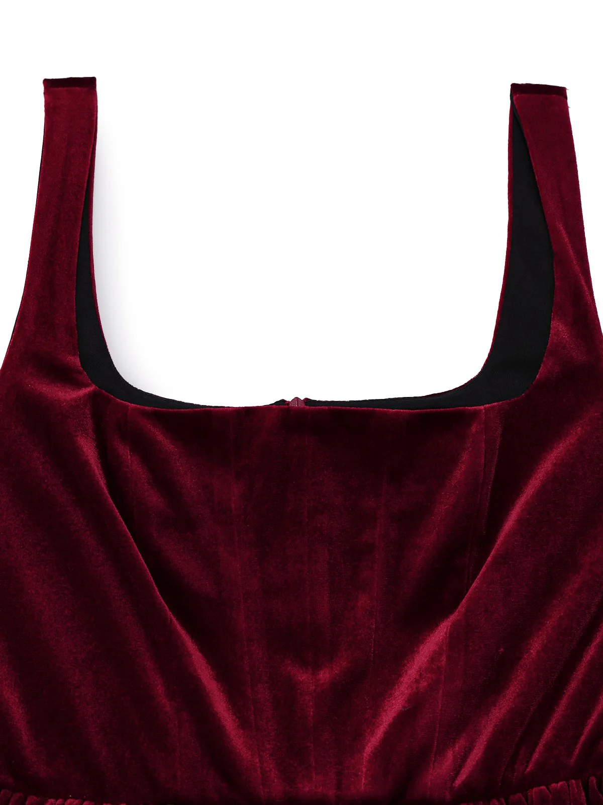 1970s Solid Square Neck Velvet Mini Dress - Image 6