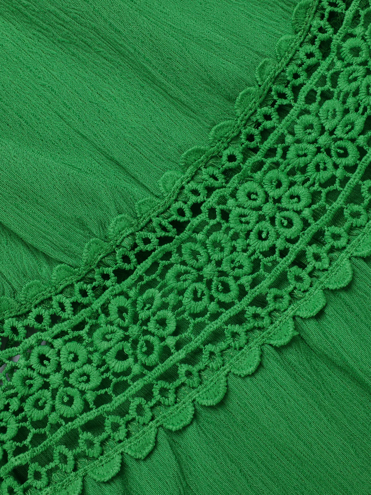 1970s Solid Straps Ruffles Patchwork Dress - Image 4