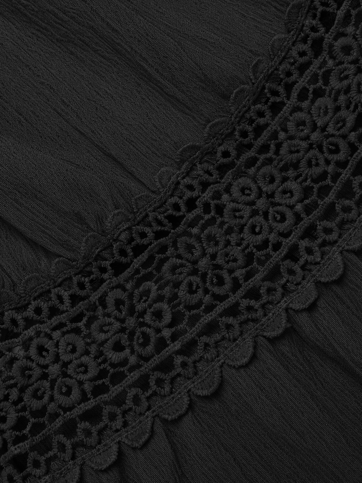 1970s Solid Straps Ruffles Patchwork Dress - Image 8