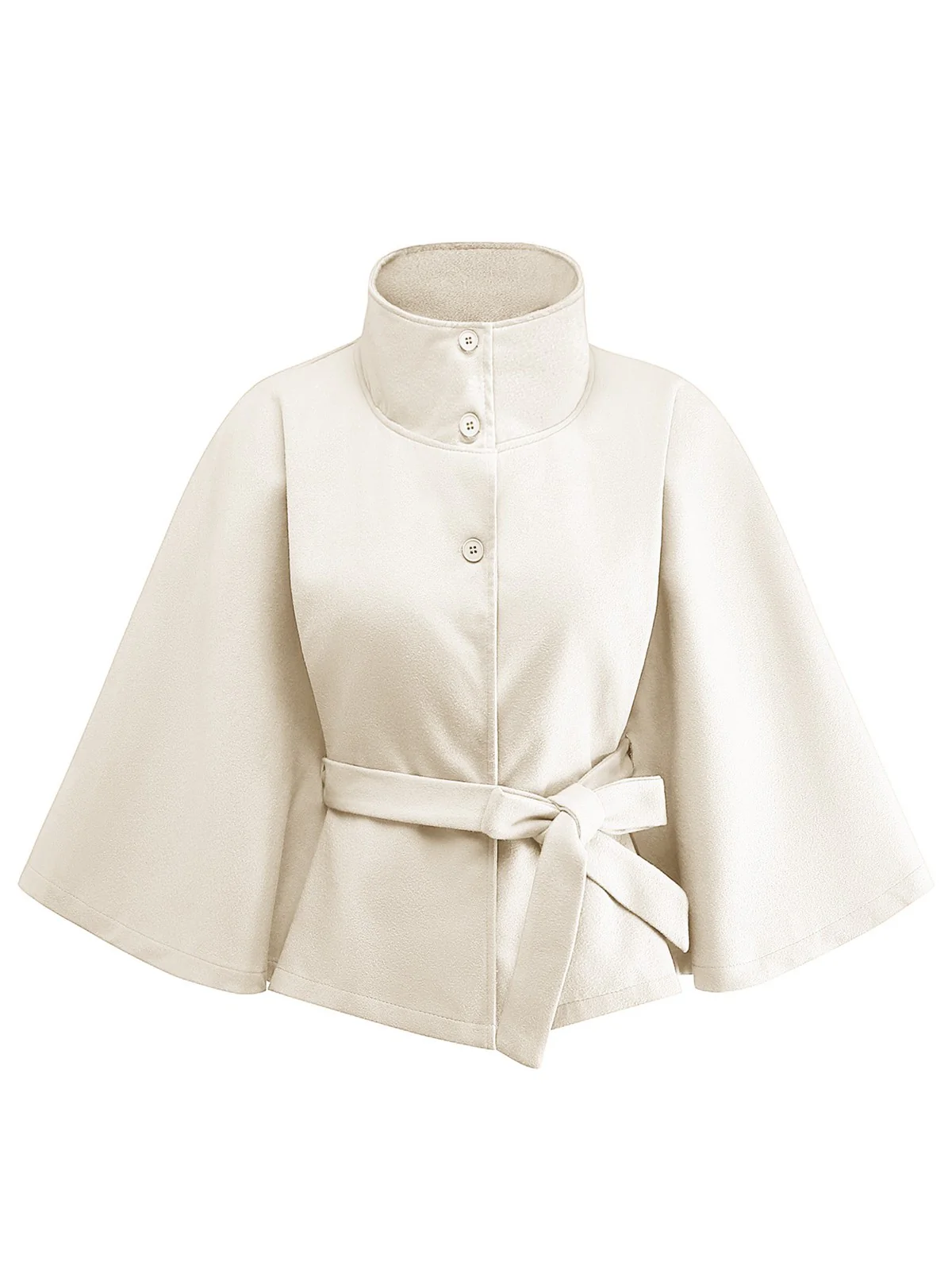1970s Solid Turtlenecck Belted Cloak Jacket - Image 11