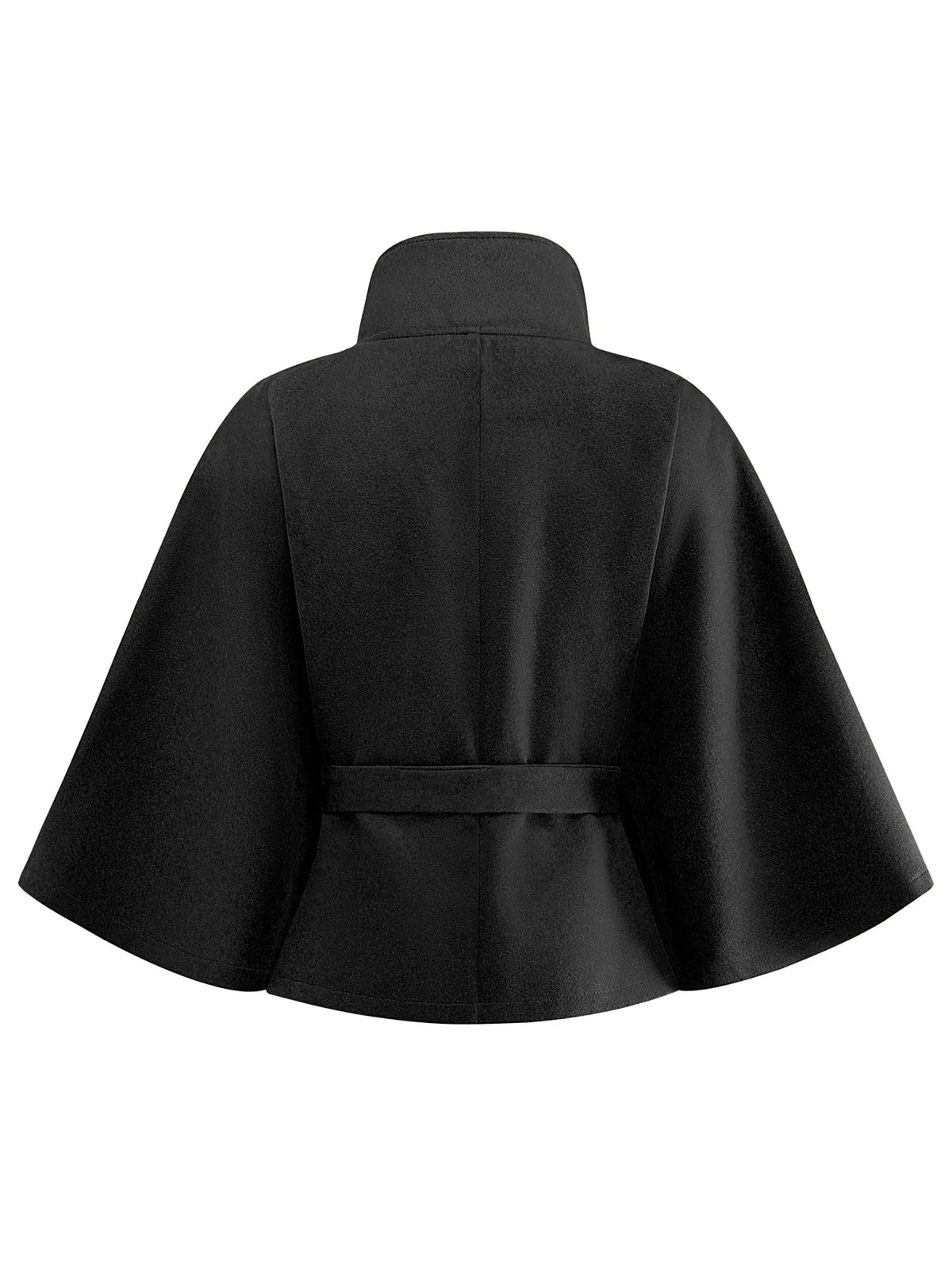 1970s Solid Turtlenecck Belted Cloak Jacket - Image 12