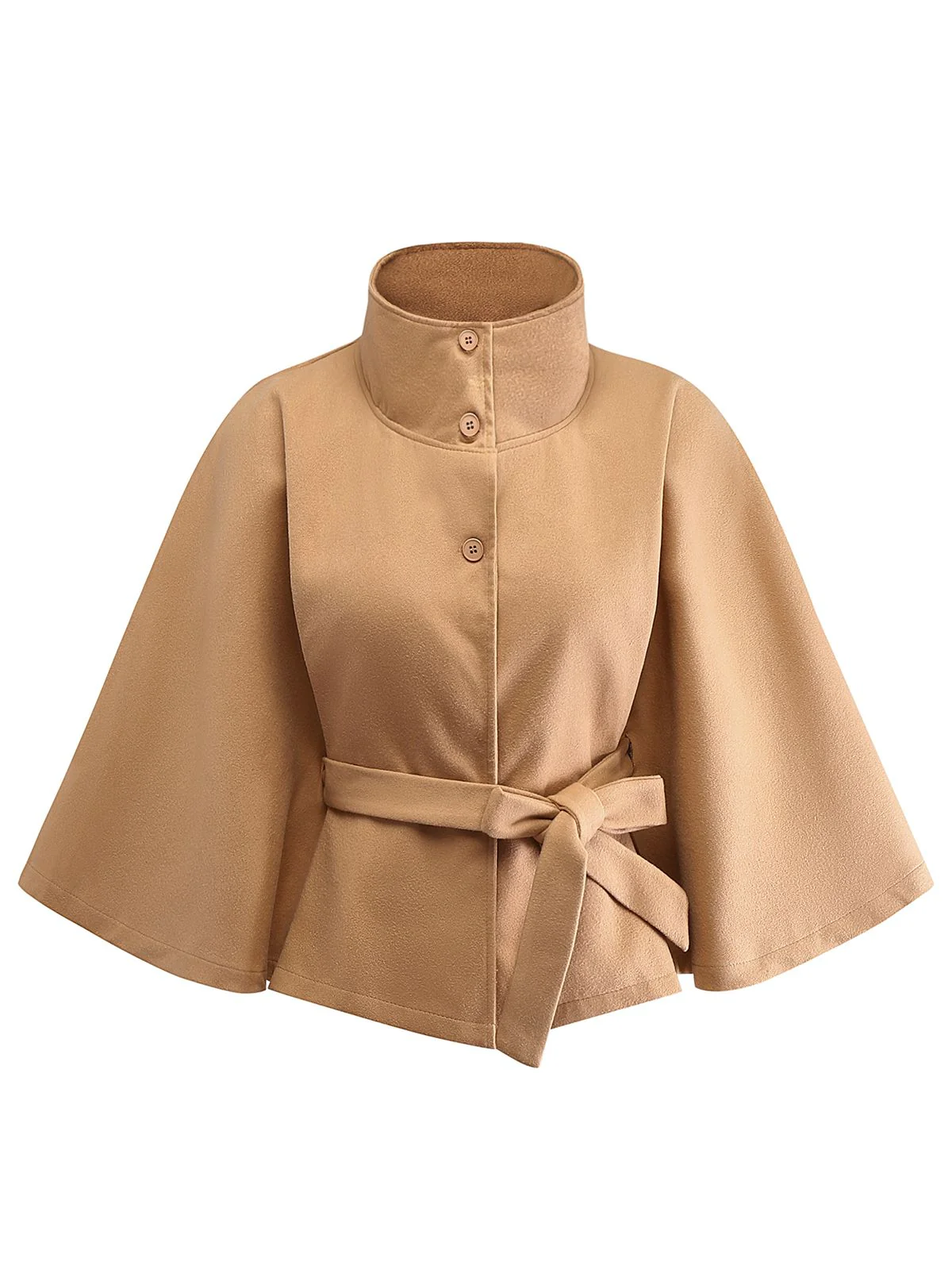 1970s Solid Turtlenecck Belted Cloak Jacket - Image 2