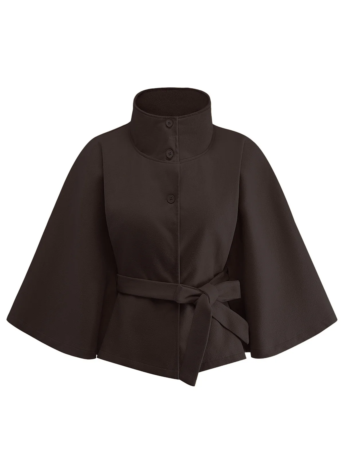 1970s Solid Turtlenecck Belted Cloak Jacket - Image 8