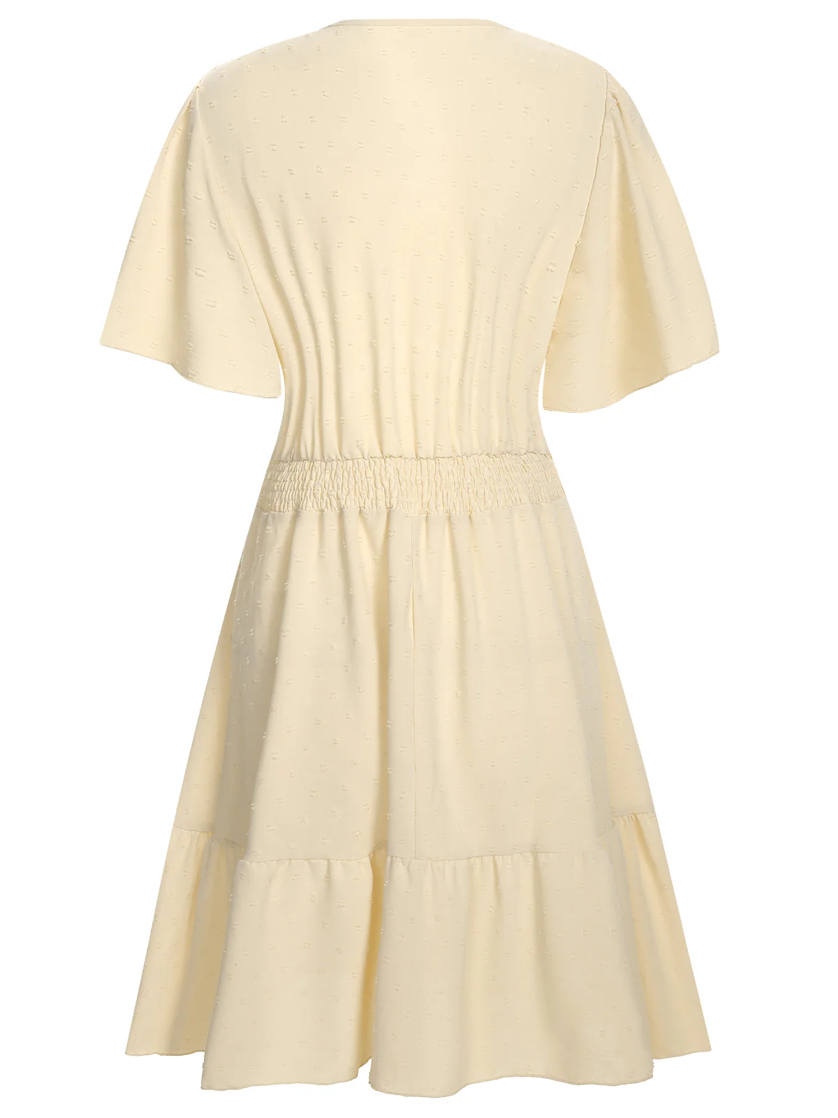 1970s Solid V-Neck Splicing Lace Flare Dress - Image 2