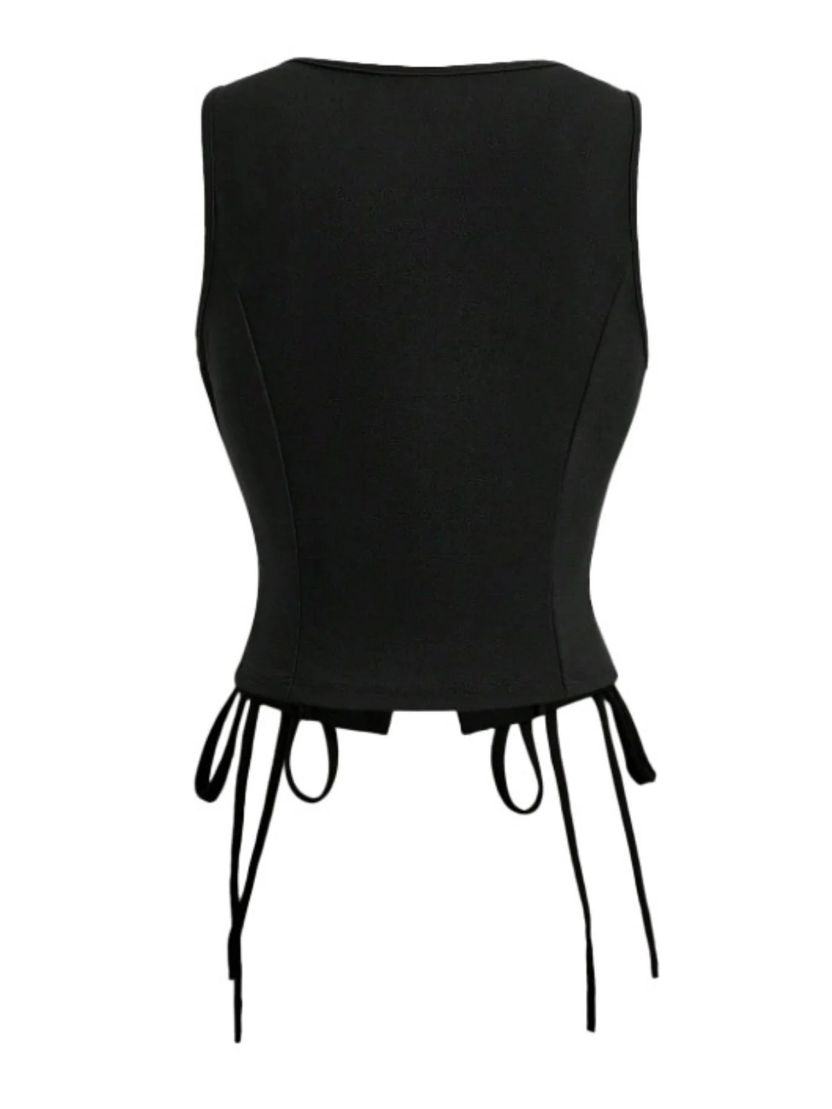 1970s Solid Waist-Tie V-Neck Vest - Image 3
