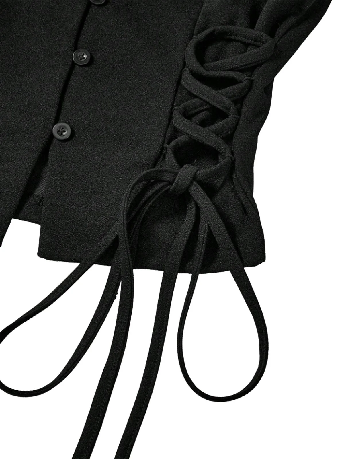 1970s Solid Waist-Tie V-Neck Vest - Image 4