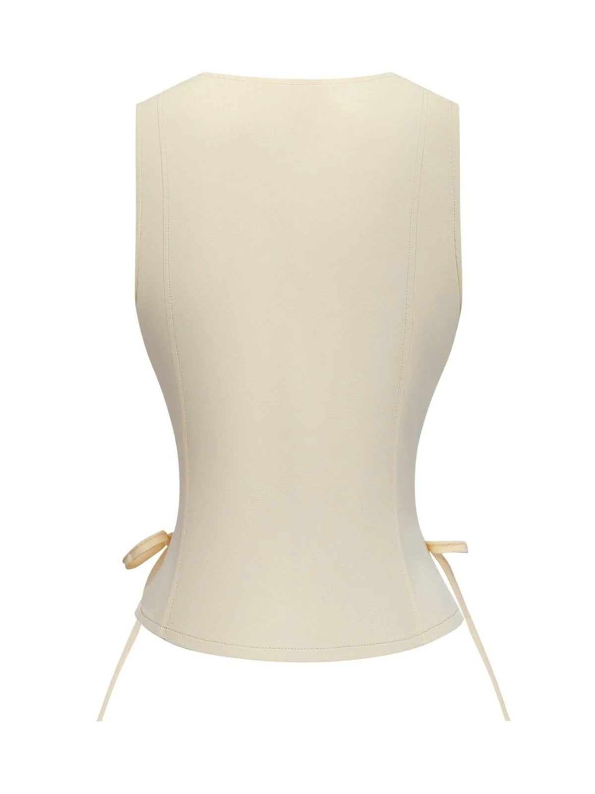 1970s Solid Waist-Tie V-Neck Vest - Image 5