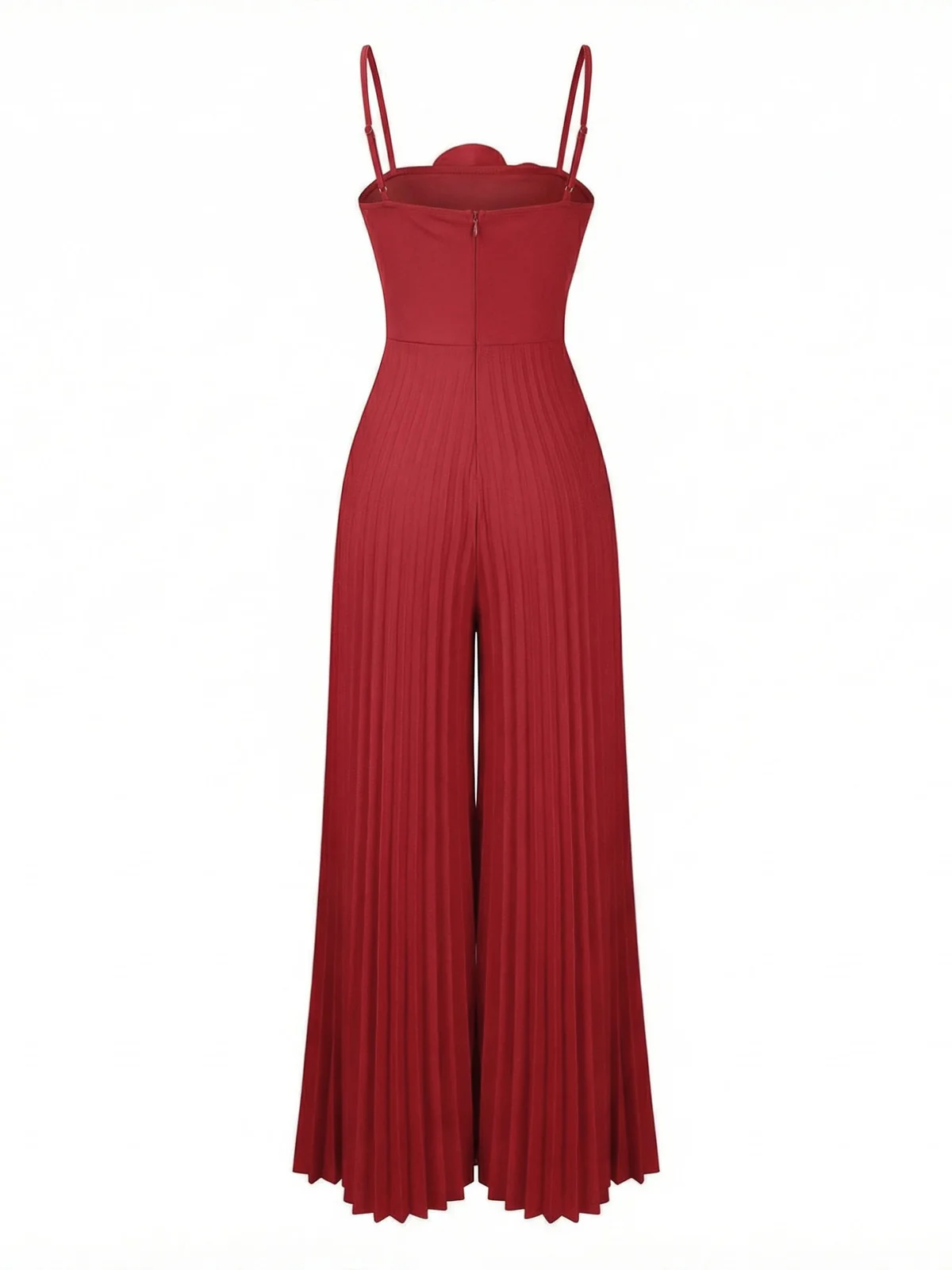 1970s Spaghetti Strap 3D Rose Solid Jumpsuit - Image 3