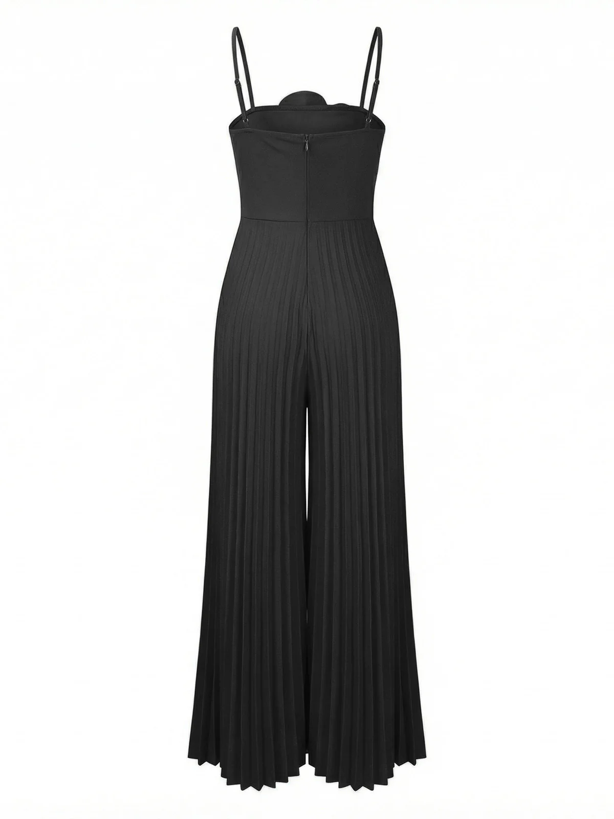1970s Spaghetti Strap 3D Rose Solid Jumpsuit - Image 5