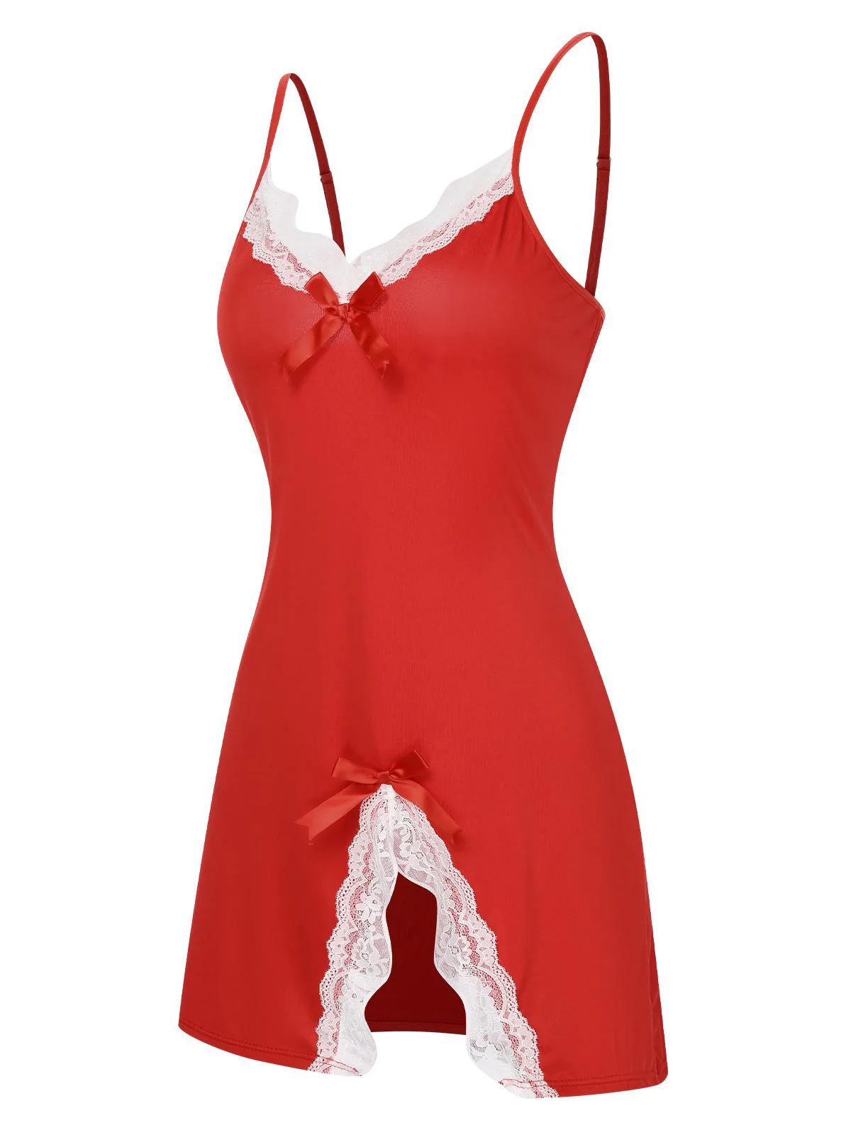 1970s Spaghetti Strap Bow Lace Patchwork Nightgown - Image 10