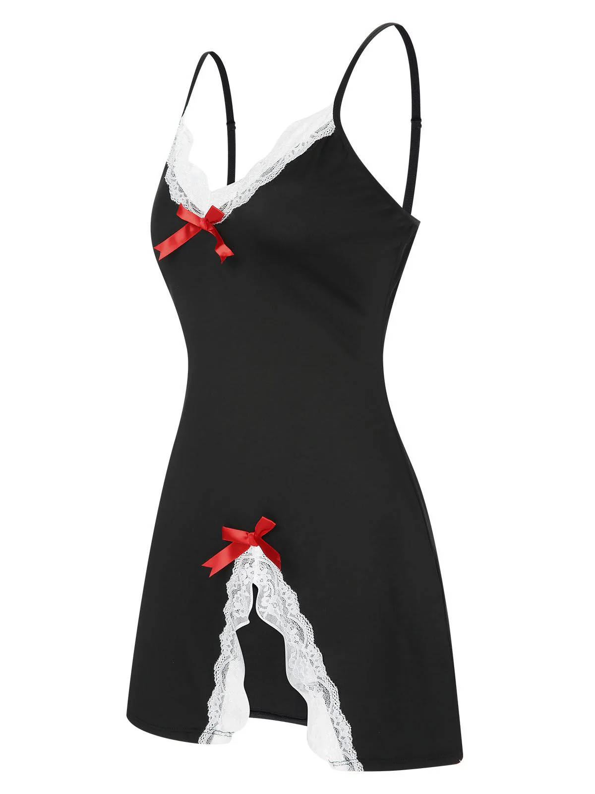 1970s Spaghetti Strap Bow Lace Patchwork Nightgown - Image 2