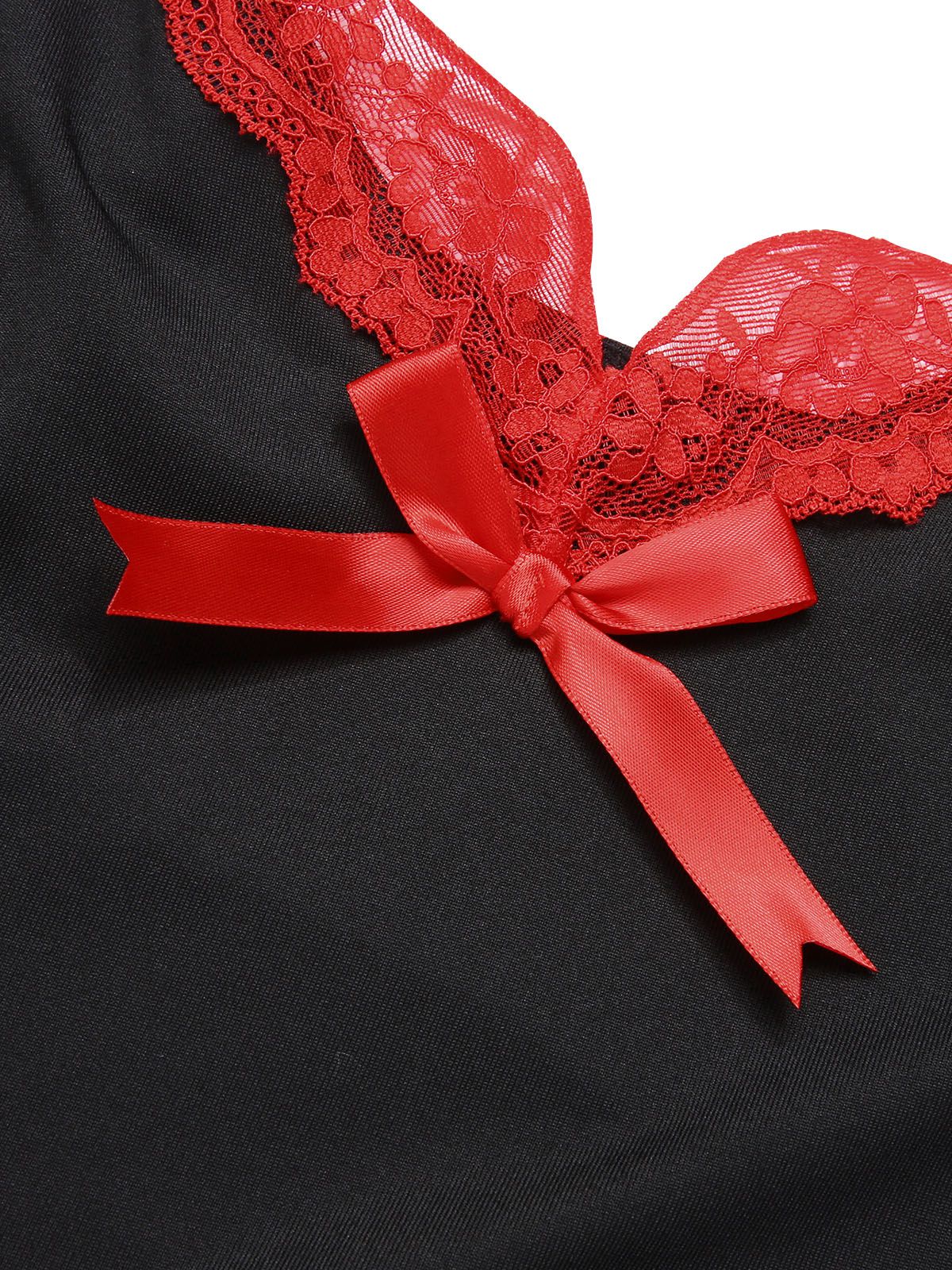 1970s Spaghetti Strap Bow Lace Patchwork Nightgown - Image 5