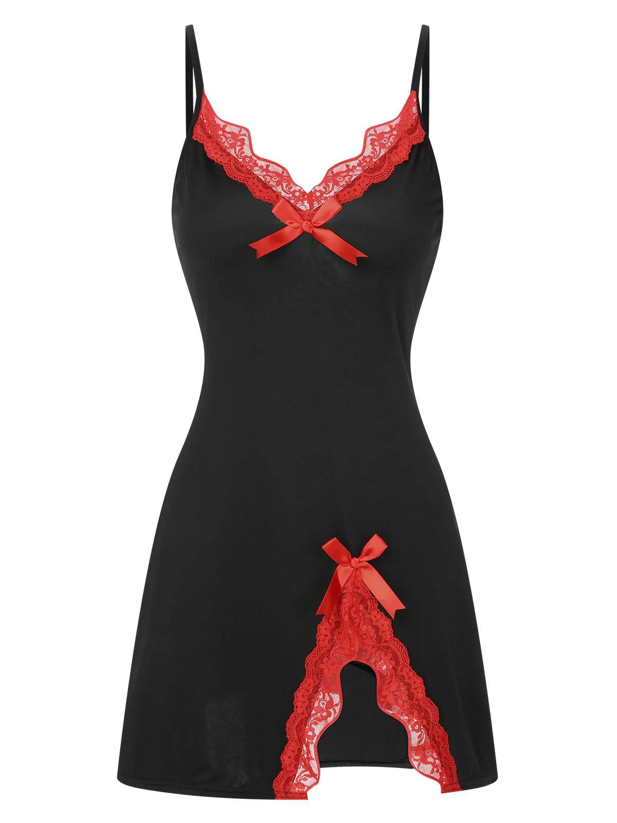 1970s Spaghetti Strap Bow Lace Patchwork Nightgown - Image 6
