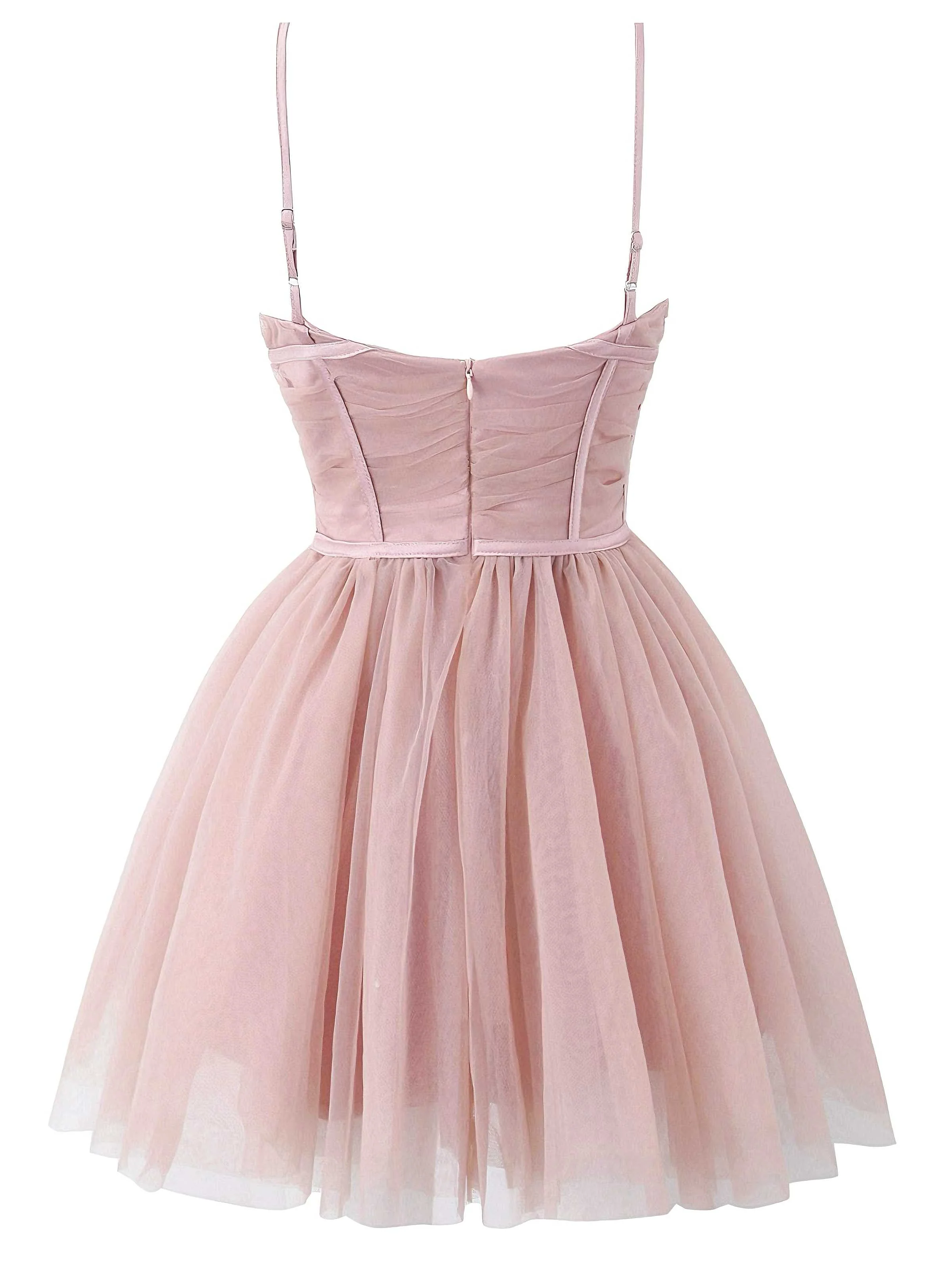 1970s Spaghetti Strap Bow Tulle Dress - Image 2
