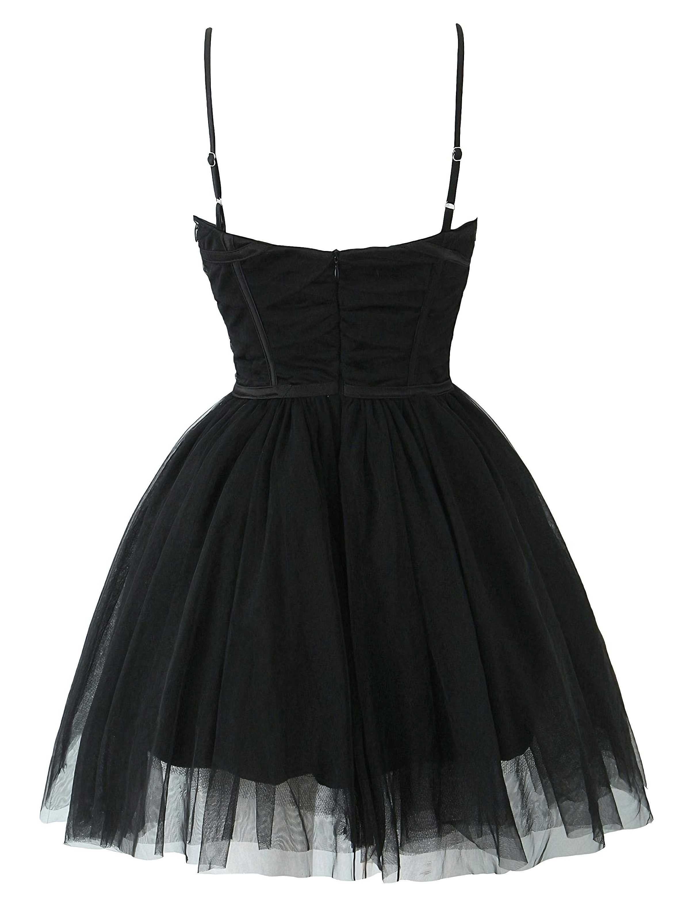 1970s Spaghetti Strap Bow Tulle Dress - Image 7