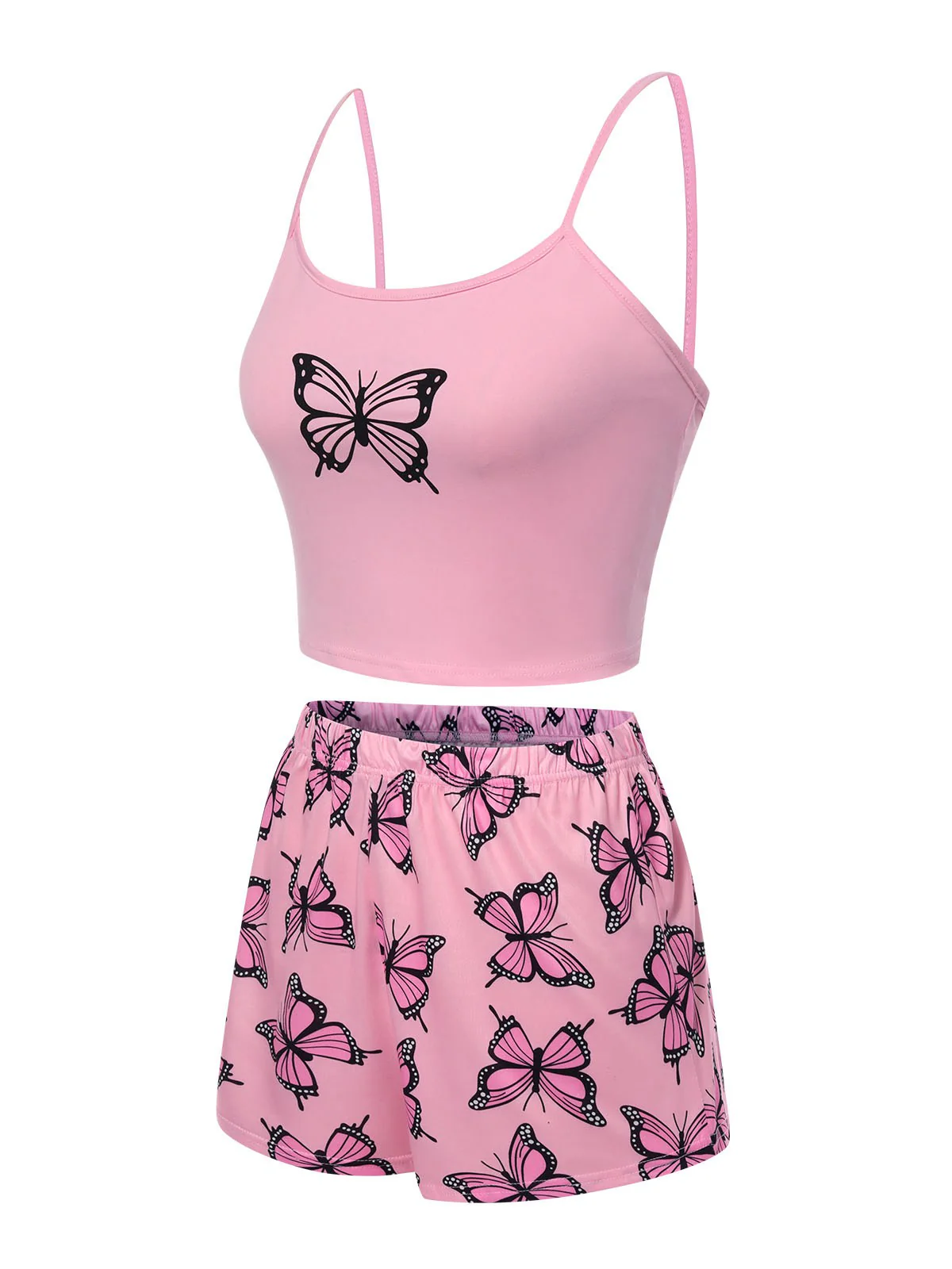 1970s Spaghetti Strap Butterfly Pajamas - Image 3